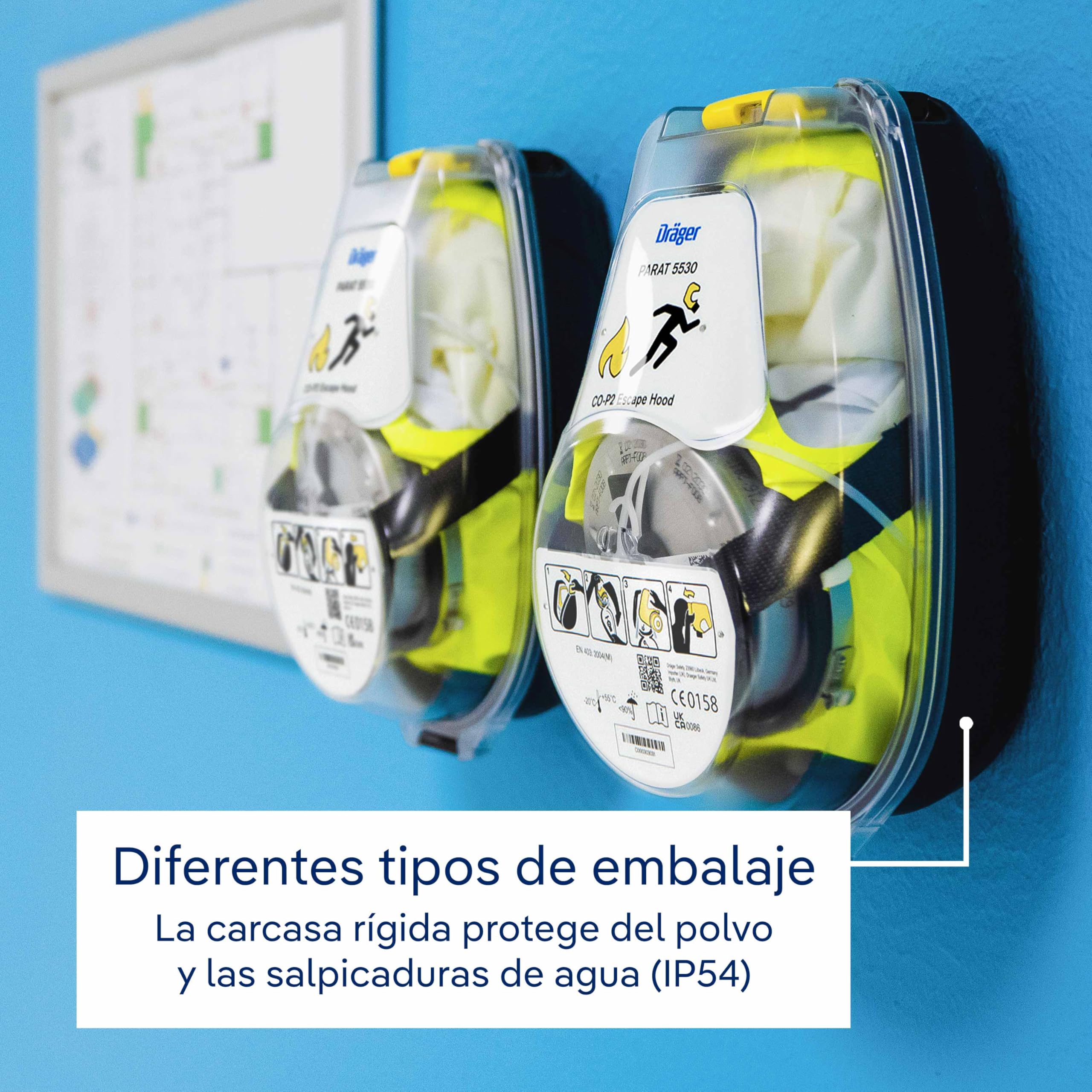 Dräger PARAT 5500 | Máscara respiratoria de Escape con Filtro CO P2 | Protección ergonómica contra Gases de Incendios, vapores y combustión
