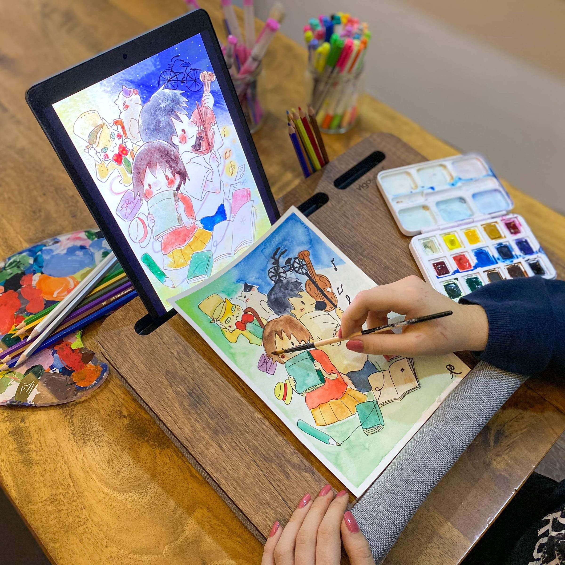 Vigo Wood Scrivania Portatile su Grembo con Cuscino,Vassoio Morbido da Divano per Ufficio Domestico, Leggero e Portatile con Poggiapolso, Adatto per Laptop,Tablet fino a 15.6'' e Supporto per Telefono