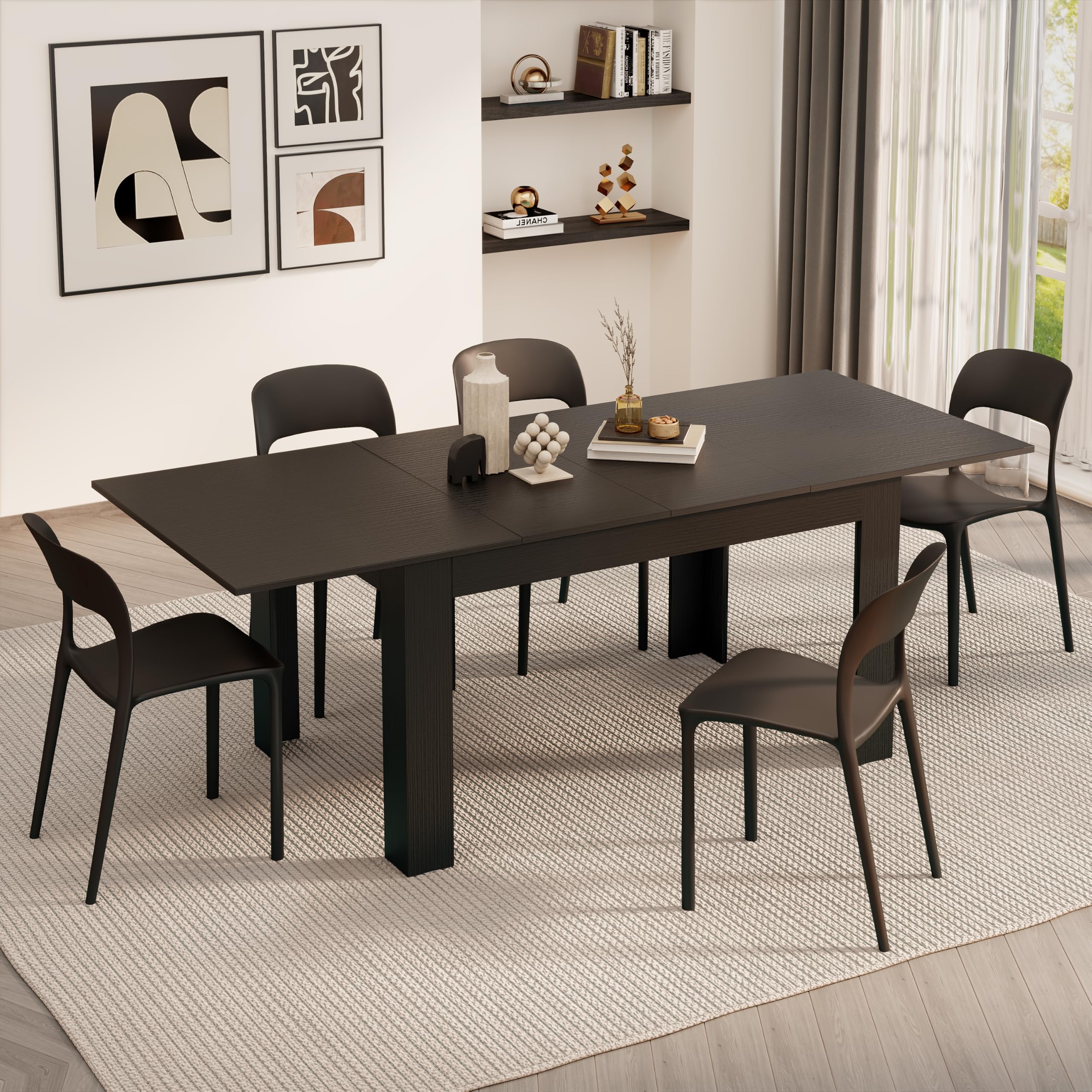 テーブル・チェア・ハンモック omamezerofive long board Table Amazon.com - Mobili Fiver, Easy, Extendable Dining Table, 55.1
