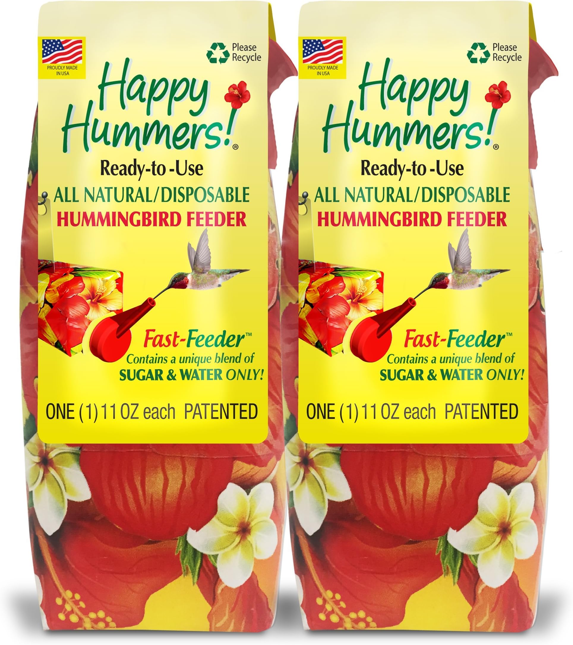 EZNectar Fast Feeder. The Only Disposable Ready-to-Use, Hummingbird Feeder w/No Preservatives or Dyes Exactly Like Flower Nectar. Never Clean Another Feeder! Patented. (2 Piece) 22 FL OZ Total