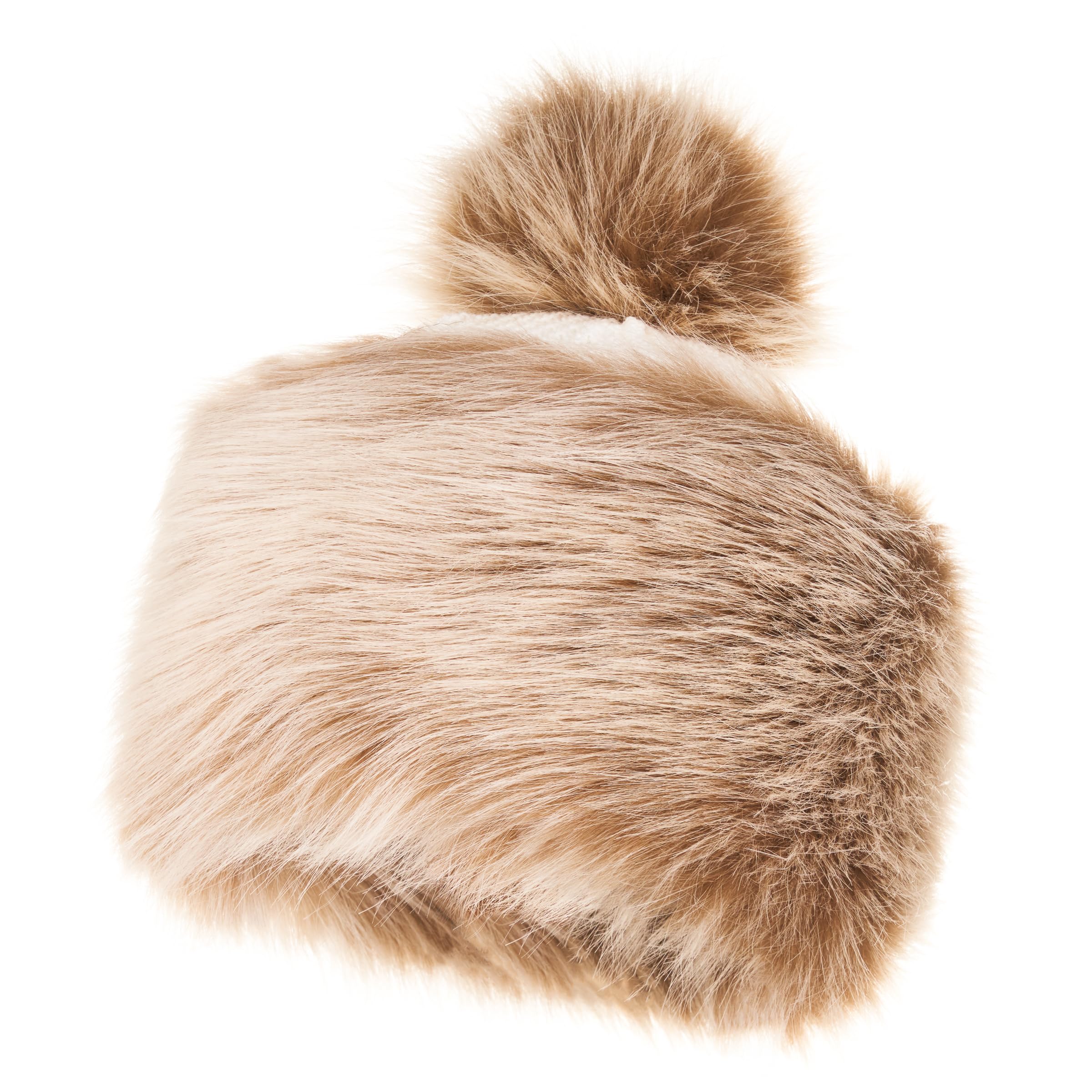 Futrzane Classic Pom Hat - Ladies Faux Fur Trim Hats - Warm Winter Cap for Women (S, Light Brown Classic)