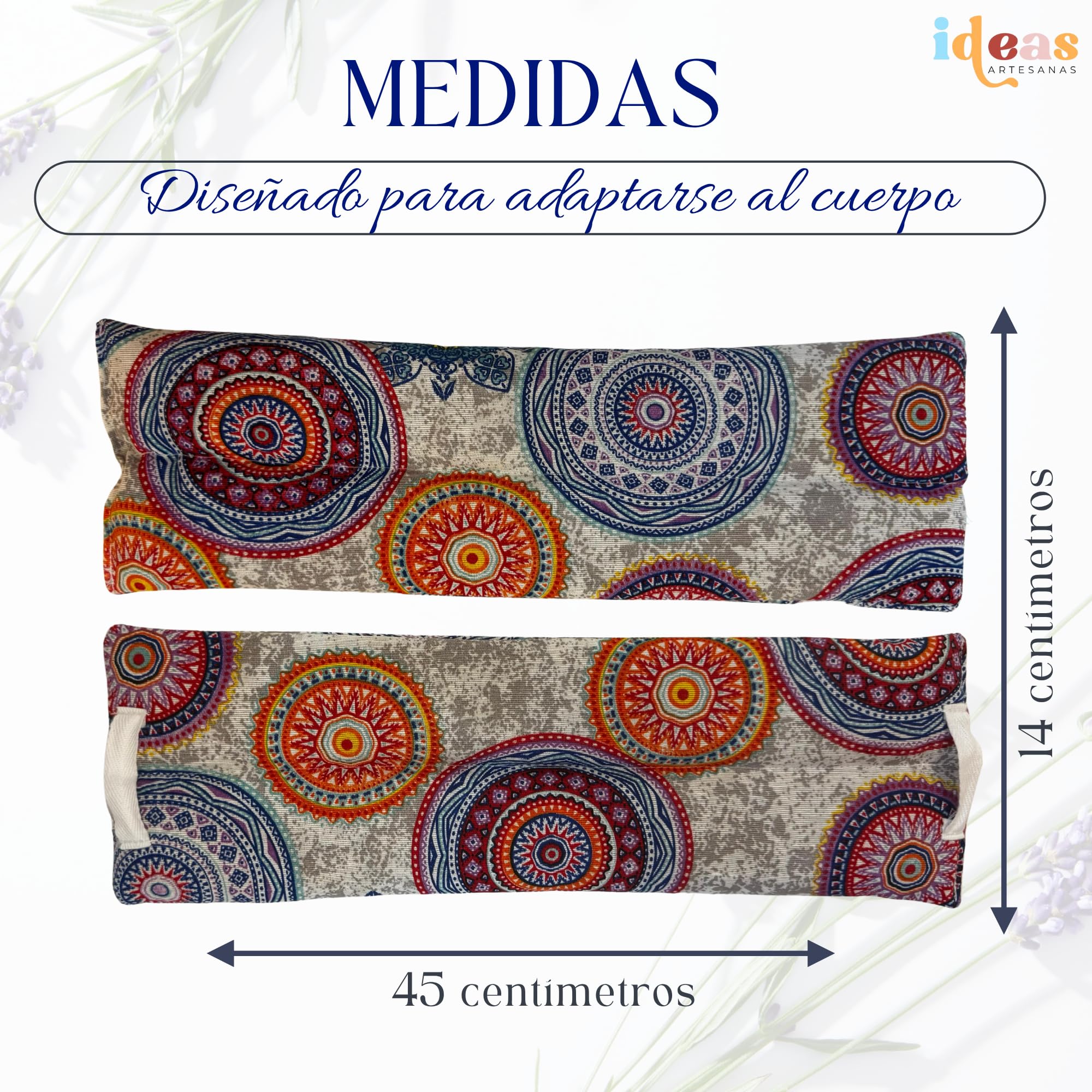 Saco Semillas Microondas-Cojin Térmico Ajustable al Cuerpo-100% Algodón con trigo y Lavanda-Bolsa para Alivio Natural de Dolores Musculares,Menstrual y Lumbago. (Mandala Azul)