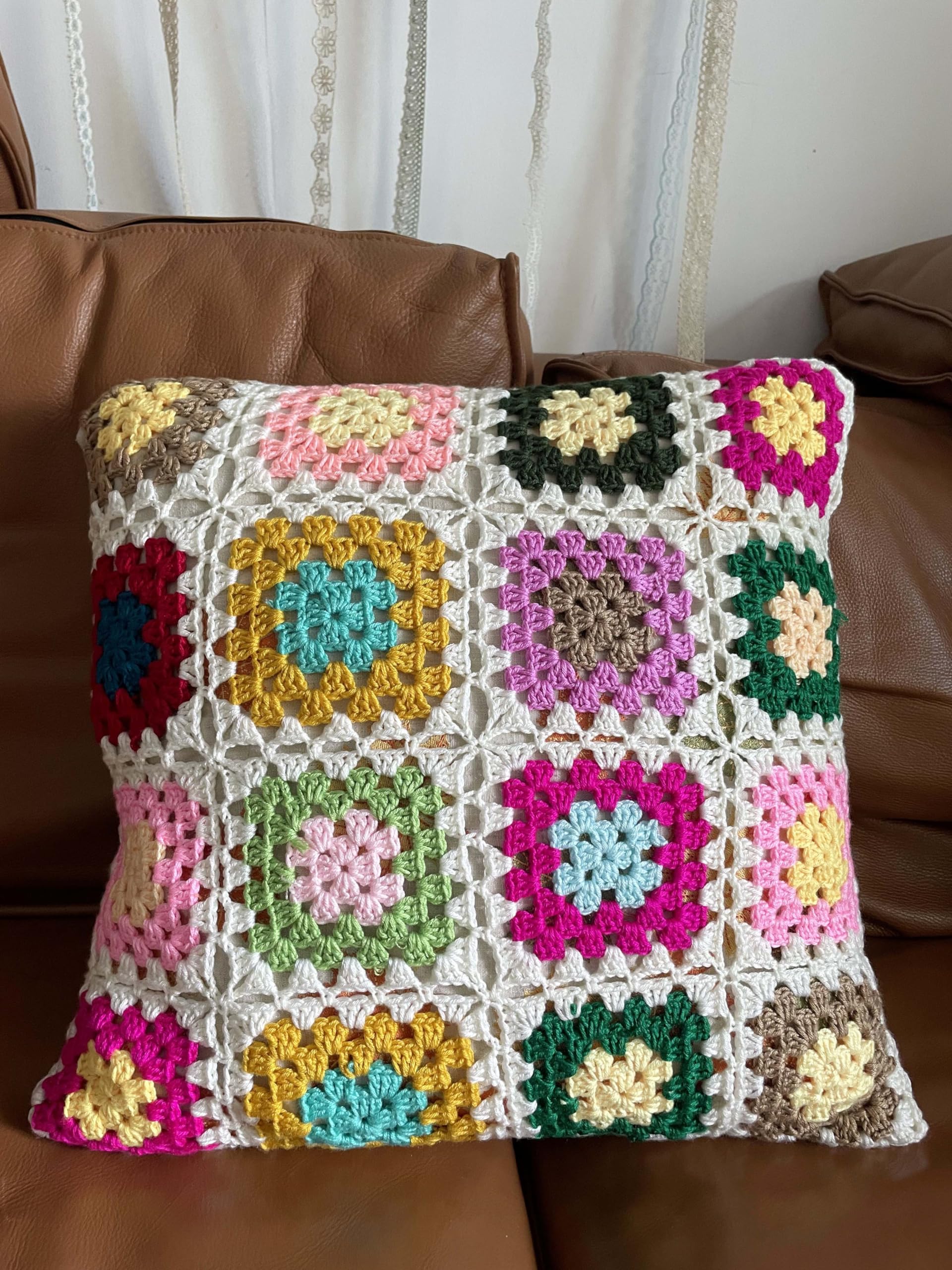 Amazon.co.jp: RISEON グラニースクエアピローケース カラフル かぎ針