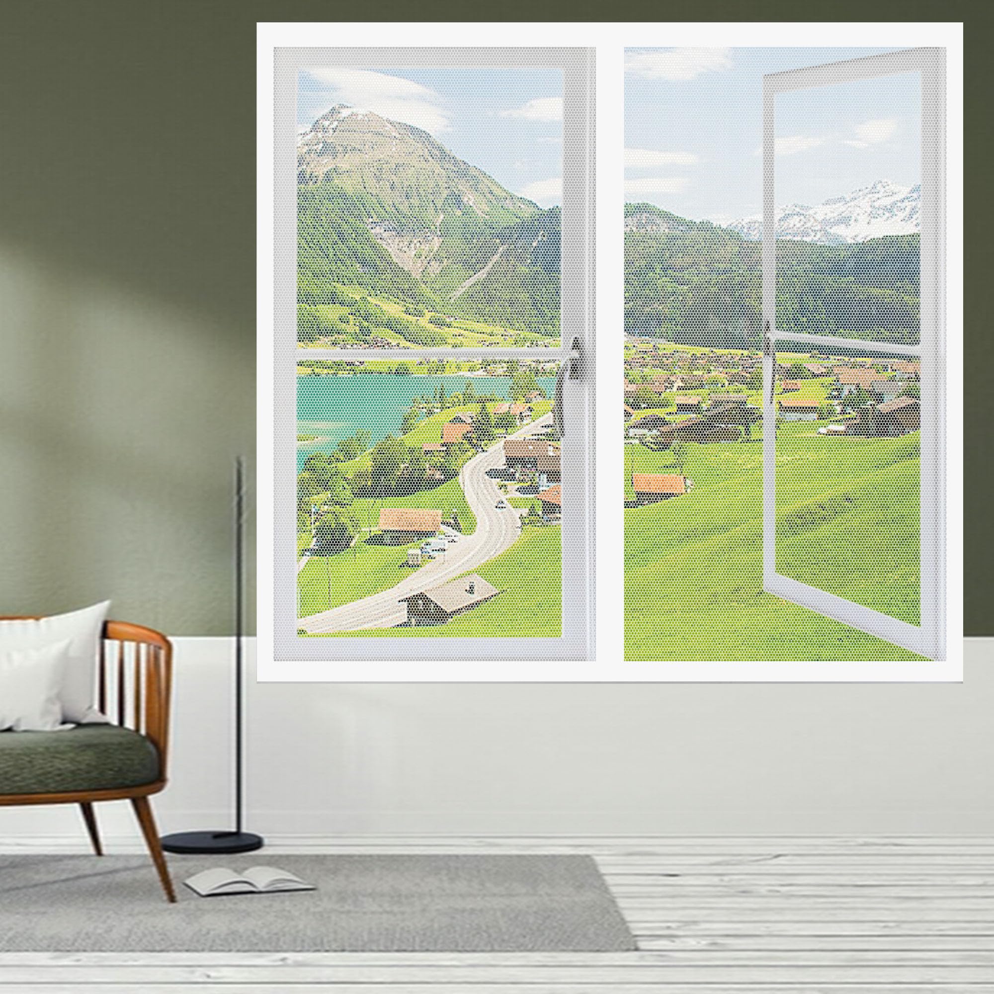 Fly Screens Windows 175 x 175 cm Selfadhesive Tape Fly Screen for Window Fine Mesh Design Prevents Tiny Insects from Entering for Windows Doors and Patio Screens, White