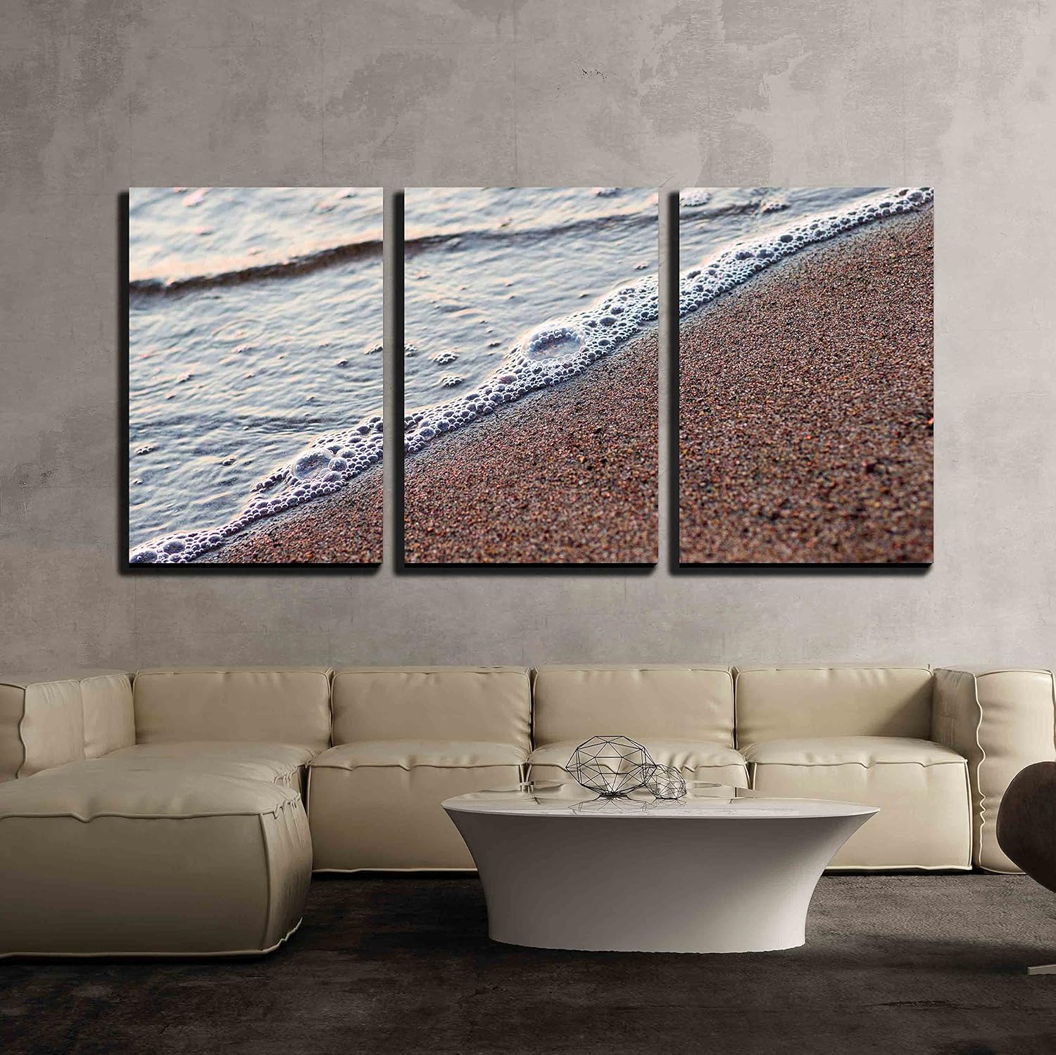 Amazon.com: wall26 - 3 Piece Canvas Wall Art - Water and Sand Diagonal ...