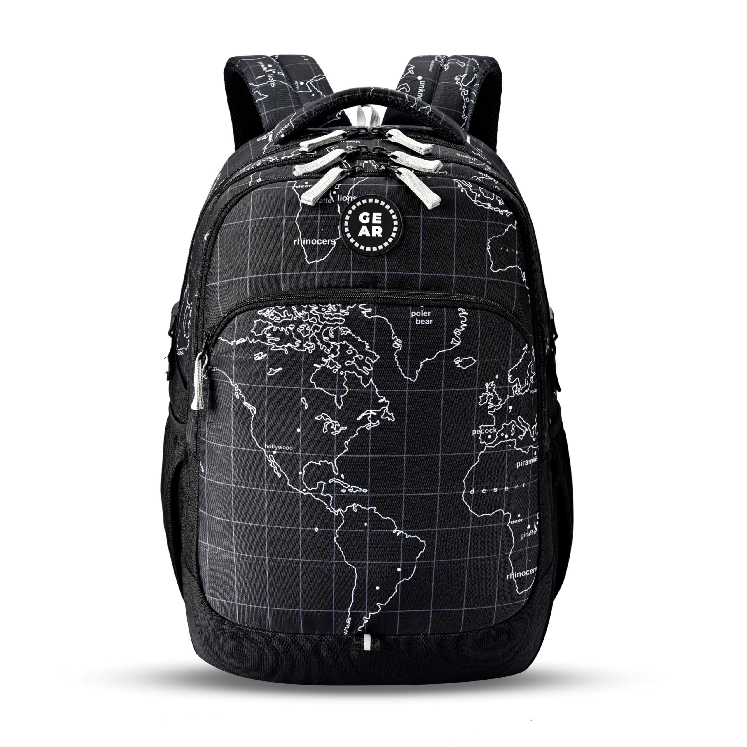 Globe Trotter 4 Compartment Backpack 19"/40L Large Water Resistant School Bag/Casual 4 Compartment Backpack/Daypack/Kids Bag for Boys/Girls (Black-Grey)-image-31