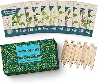 Organic Microgreens Seeds for Sprouting Variety Pack - 100% USDA Organic Sprouting Seeds - 10 Heirloom Seed Packets & Plan...