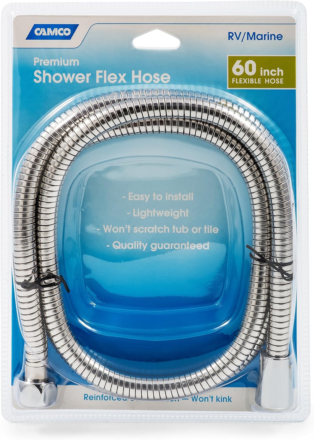 Camco 43716 RV/Marine 60" Flexible Replacement Shower Head Hose (Chrome) (Pack of 4)