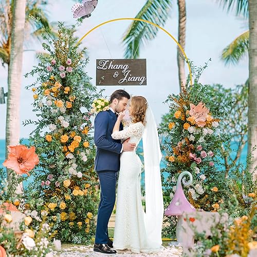 Miniatura 2 de Putros Soporte de Arco de Boda Dorado de 8 Pies de Metal, Soporte de Telón de Fondo con Arco de Globos para Ceremonia de Boda, Cumpleaños, Fiesta