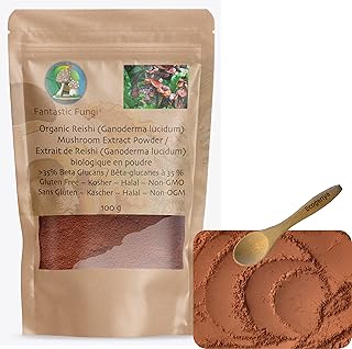 Fantastic Fungi® Reishi (Ganoderma lucidum) mushroom extract powder - 100 grams - 3 month supply - powdered Reishi mushroom fruiting body - Concentrated 100:1 Reishi extract powder ready to use