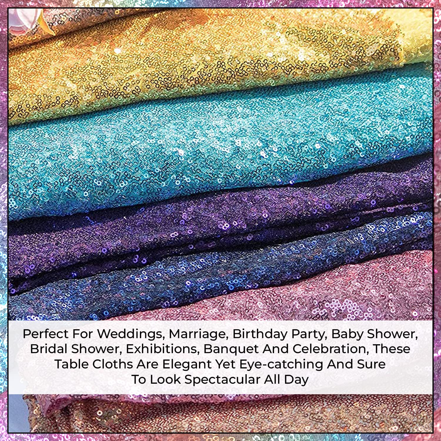 WedDecor Tovaglia Sovrapposta con Paillettes, 127x203cm Rettangolo Tessuto di Lino Paillettes Matrimonio Tavolo da Pranzo di Natale Decorazione per Feste all'aperto Verde Smeraldo 5PCS