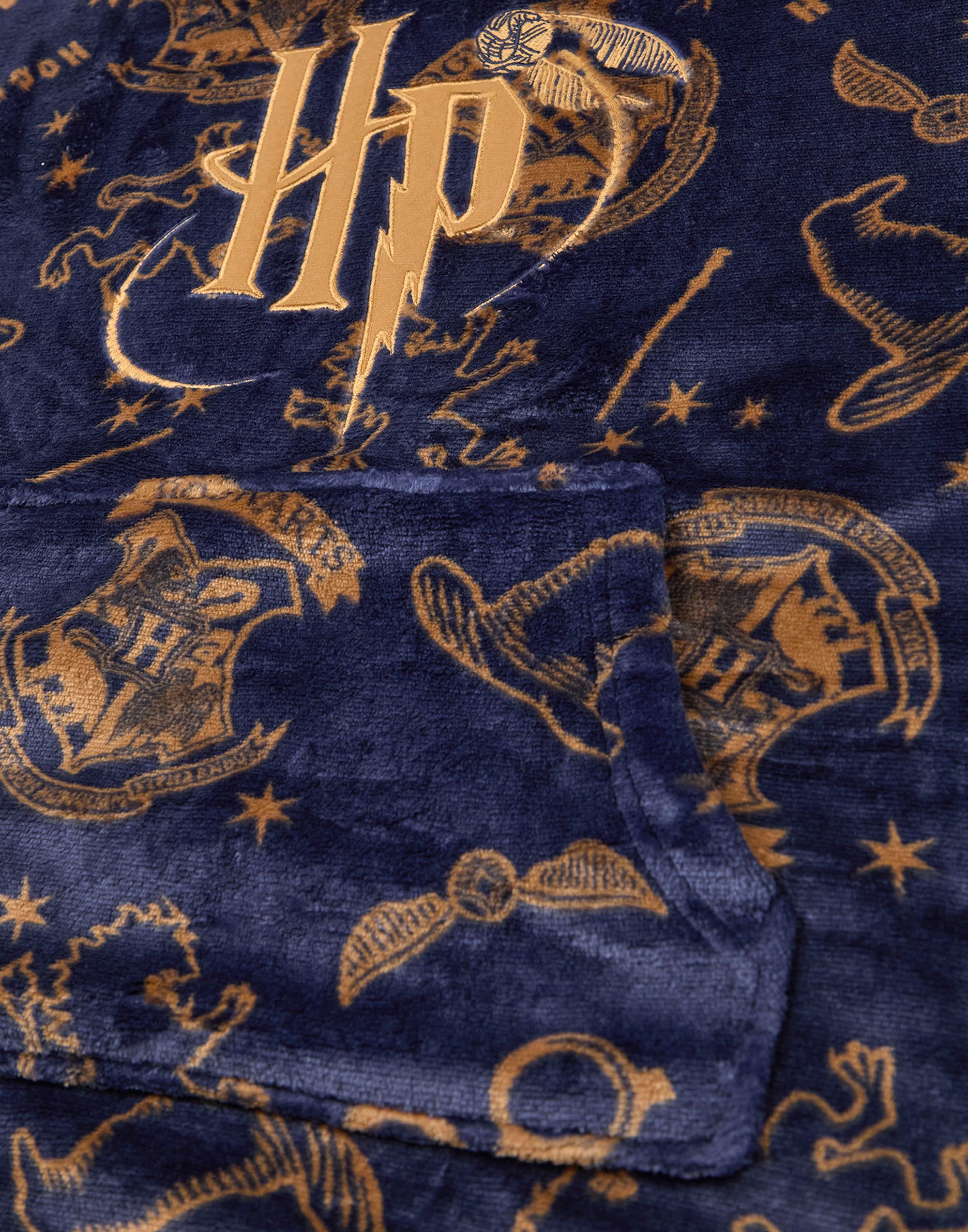 Bluza-koc Harry Potter dla dziewczynek | Dziecięca bluza z kapturem z polaru Sherpa HP Hogwarts | Dziecięca odzież domowa z podszewką Sherpa i kieszeniami | Gadżety z filmów o czarodziejach