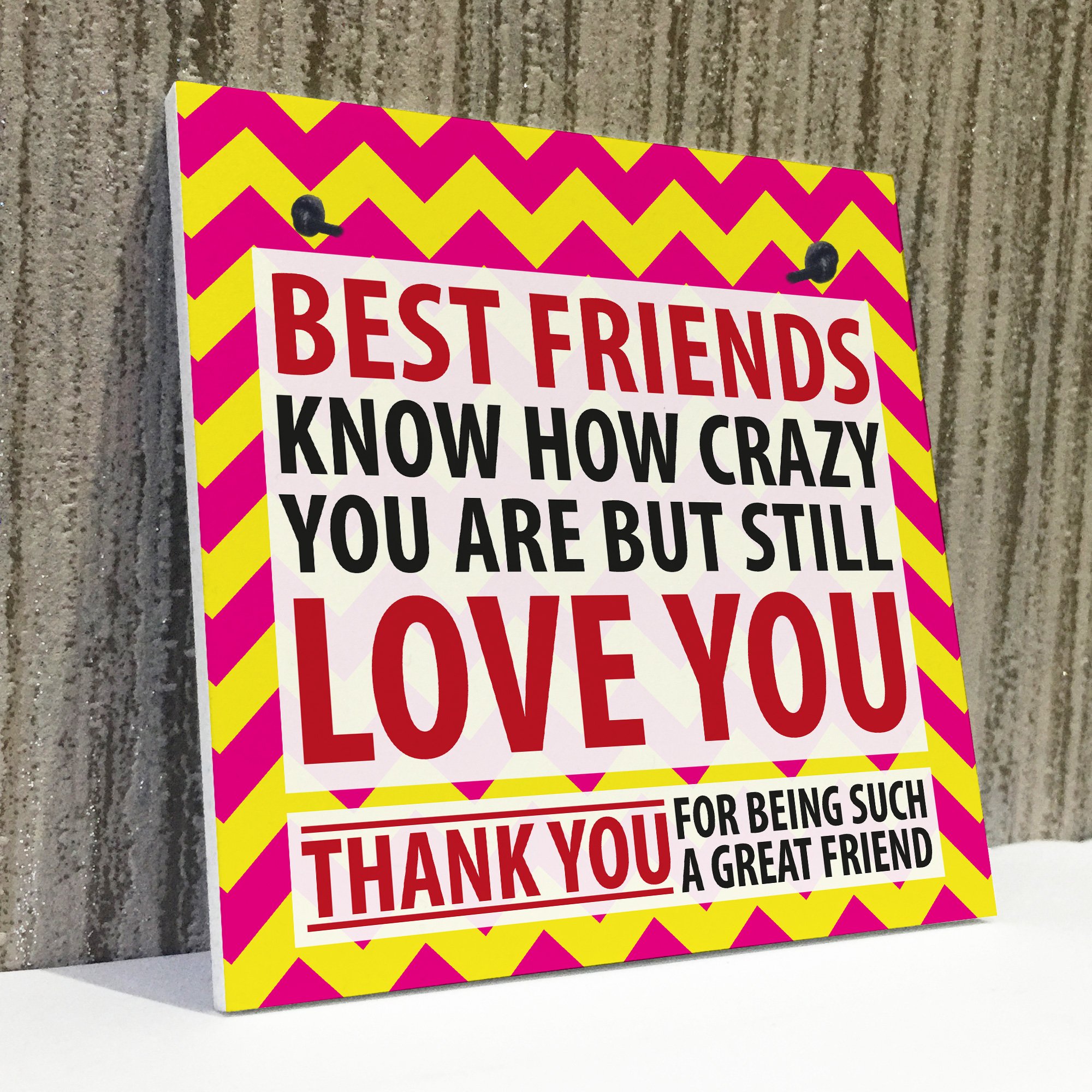 Red Ocean Best Friends Crazy Christmas Home Friendship Gift Hanging Plaque Family Secret Santa Sign