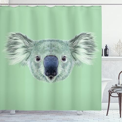 Miniatura 7 de Ambesonne Cortina de ducha de arte moderno, objetos hippie funk trippy con caja de música OVNI, cinta de labios y altavoces, juego de decoración