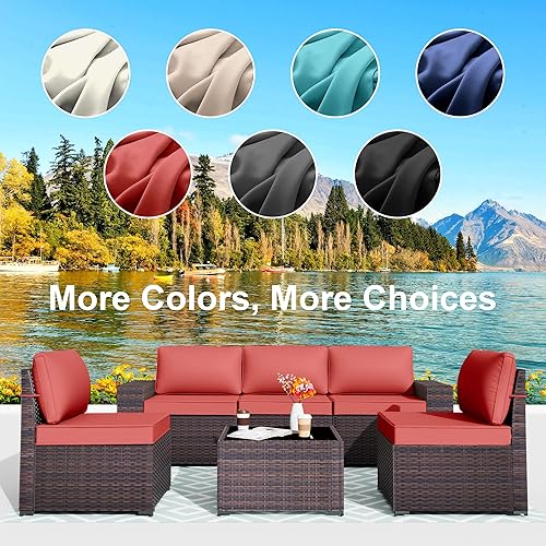 Miniatura 6 de ALAULM 11 fundas de cojín de sofá de patio al aire libre, repuesto para muebles de exterior, cojines de asiento y cojines de respaldo con diseño de