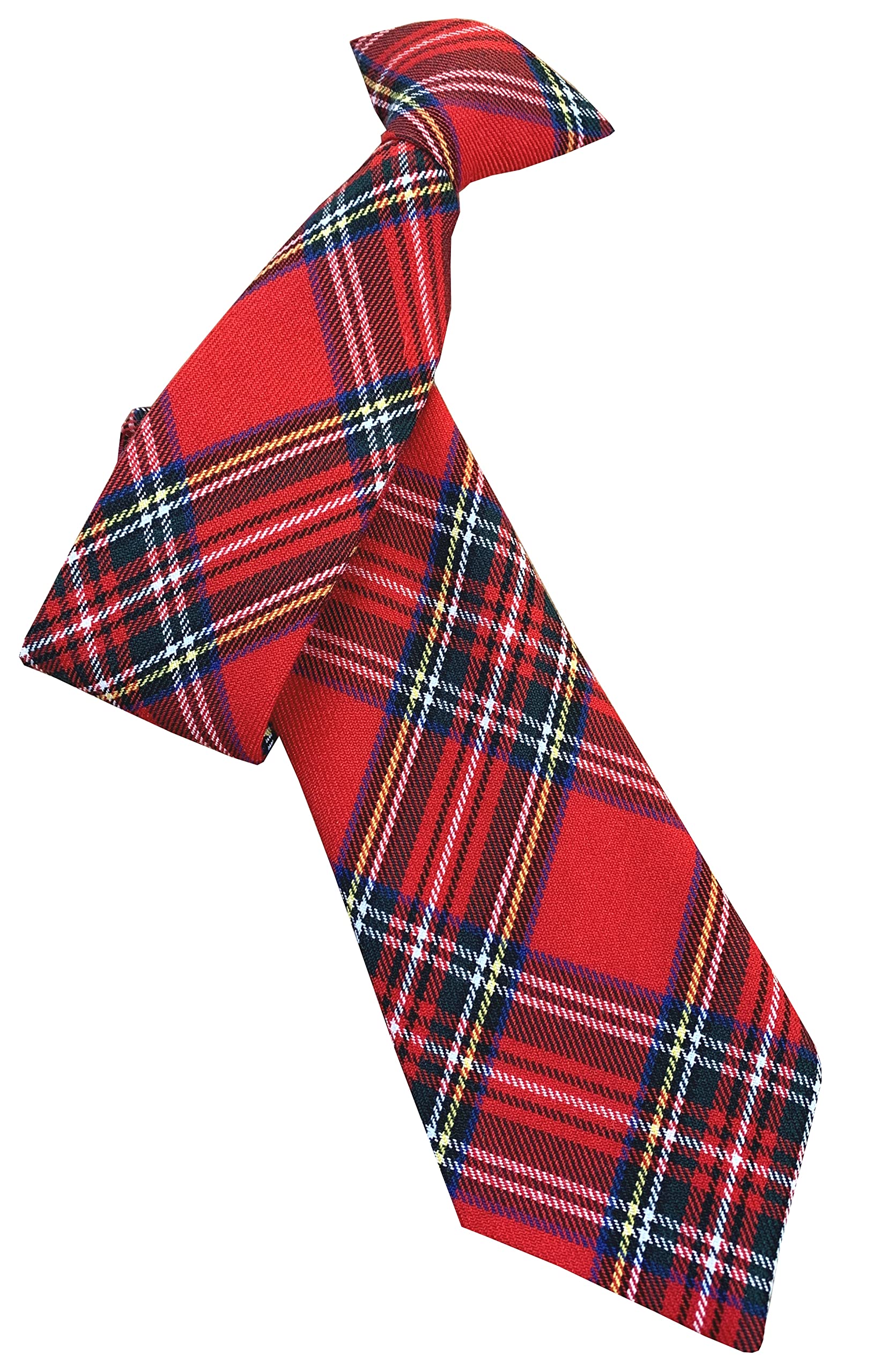 Great British Tie Club Men's Red Royal Stewart Tartan Clip On Neck Tie