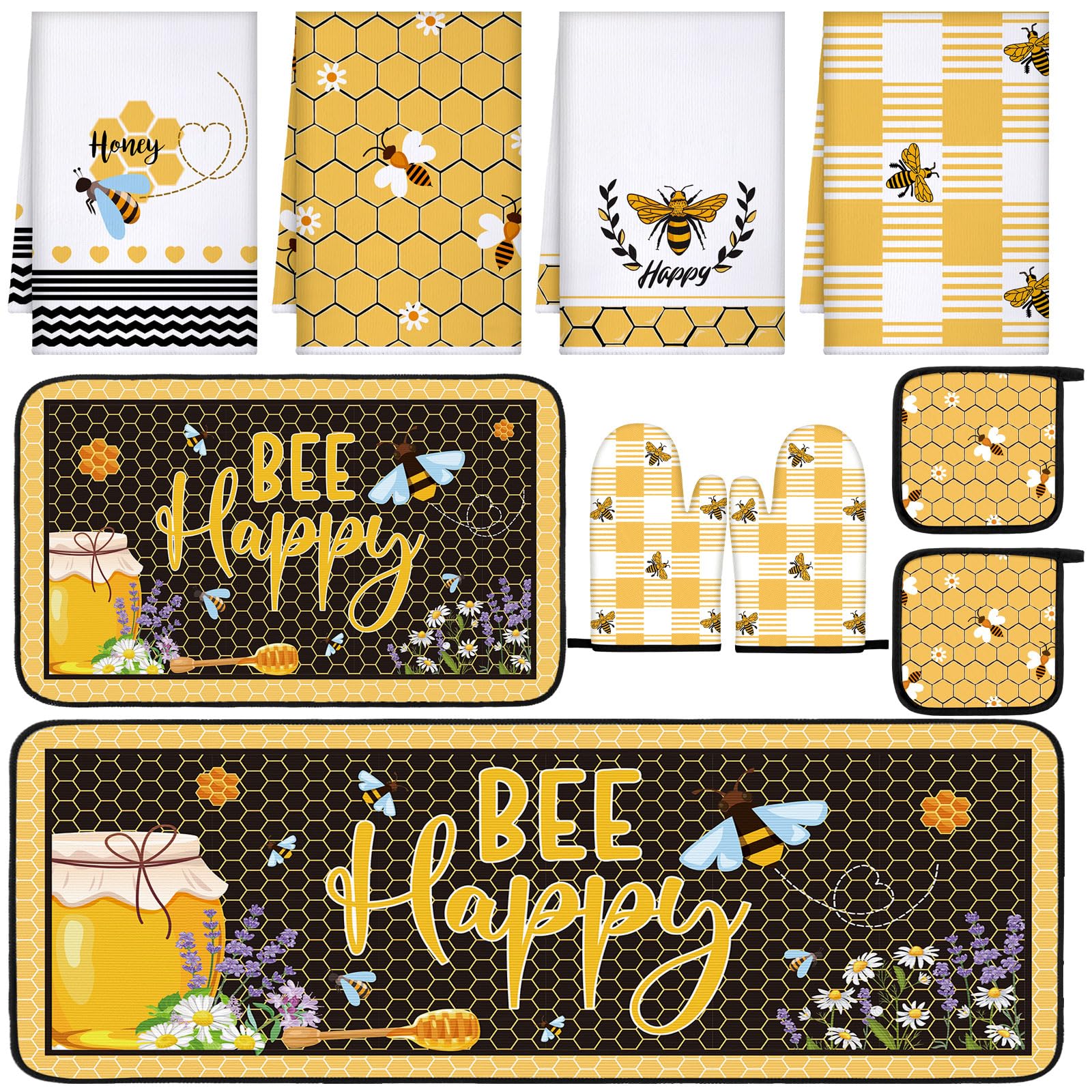 Fourluoo Kitchen Towels & Oven Mitts Set - Farmhouse Decor -8