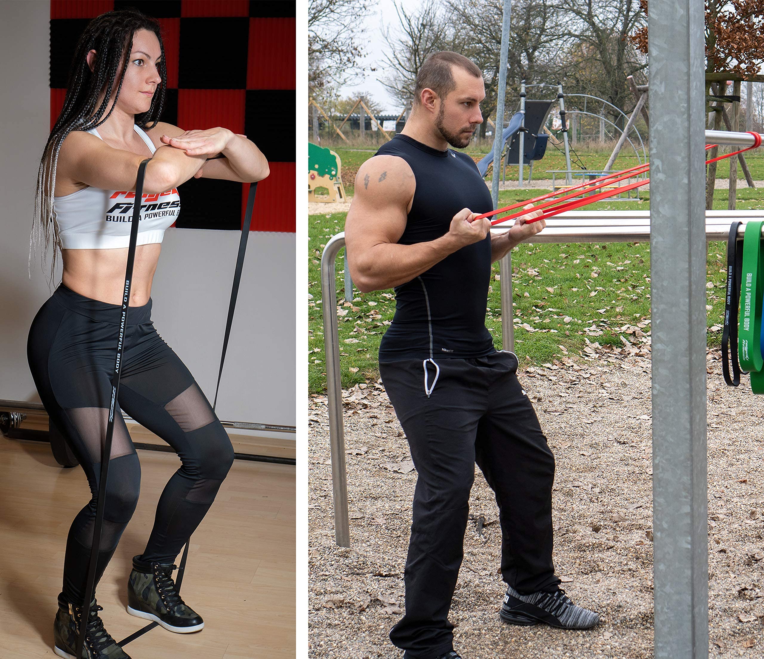 Raigeki Fitness Widerstandsbänder Gummibänder (+Trainingspläne) [Einzeln und Set] Lang Resistance Bands Fitnessbänder für Kraftsport - Fitnessband Terrabänder Gymnastikbänder