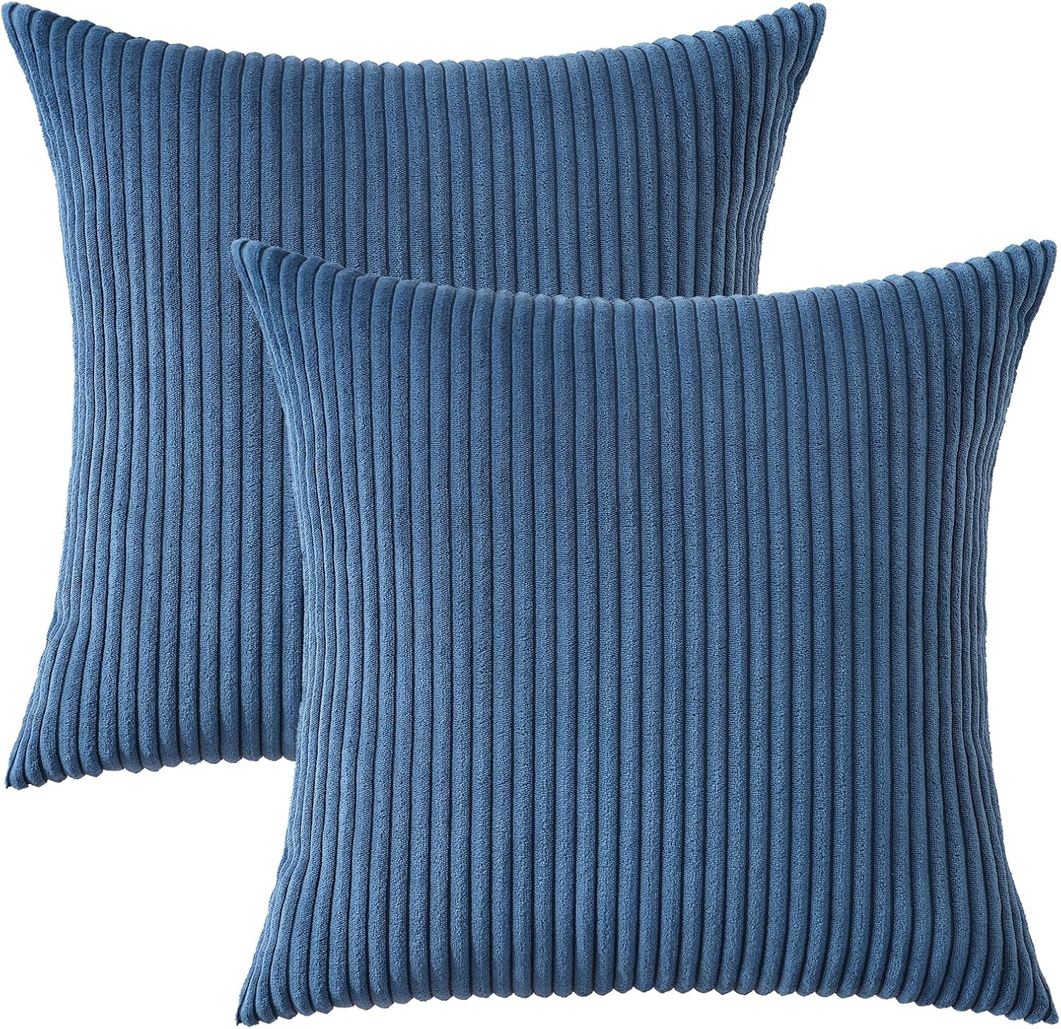 Mecatny Corduroy Decorative Throw Pillow Covers 24x24 Set of 2 for Sofa Living Room, Soft Neutral Boho Couch Pillow Covers for Home Decor, Navy Blue - Image 8