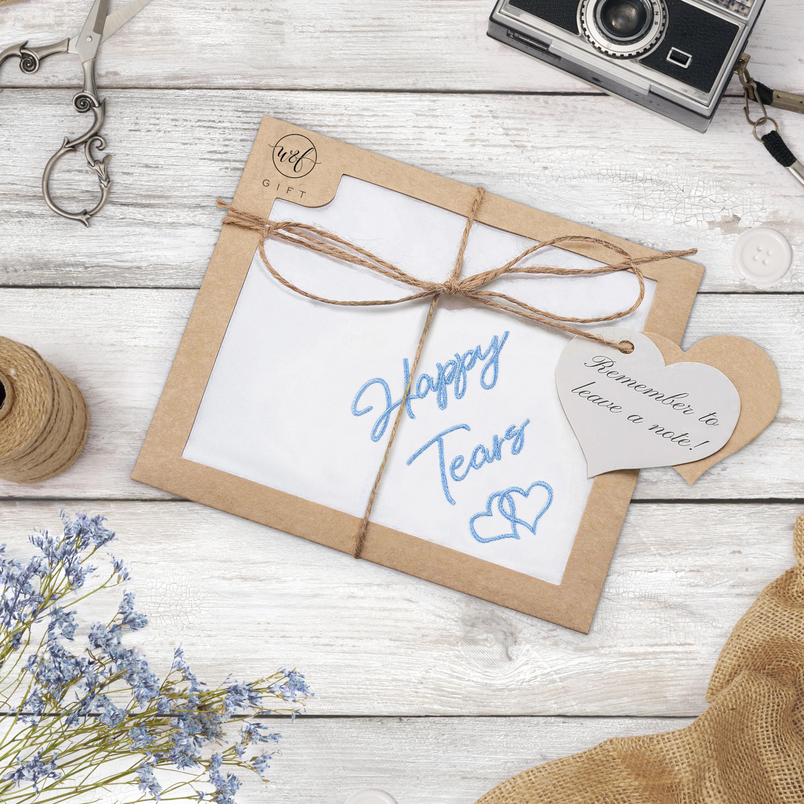 W&F GIFT Mother Of The Bride Gifts Something Blue For Brides On Wedding Day Handkerchief, Cute Bride To Be Gifts, Father Of The Brides - Happy Tears