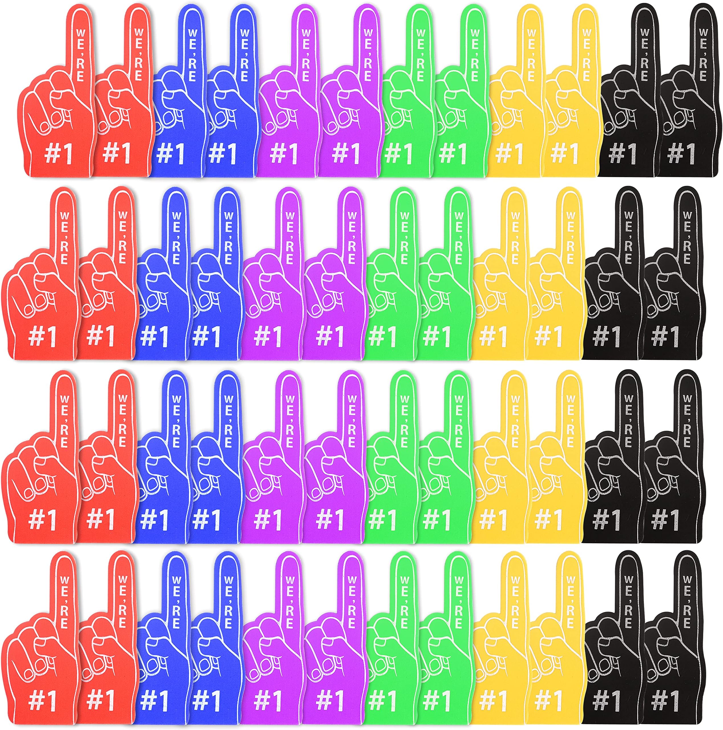 Neo LOONS48 Pack Mini Foam Fingers,Foam Finger for Sports Themed Birthday Party Supplies,Basketball Baseball Football Soccer Team Cheerleader Gifts(6 Colors,5.5 In)