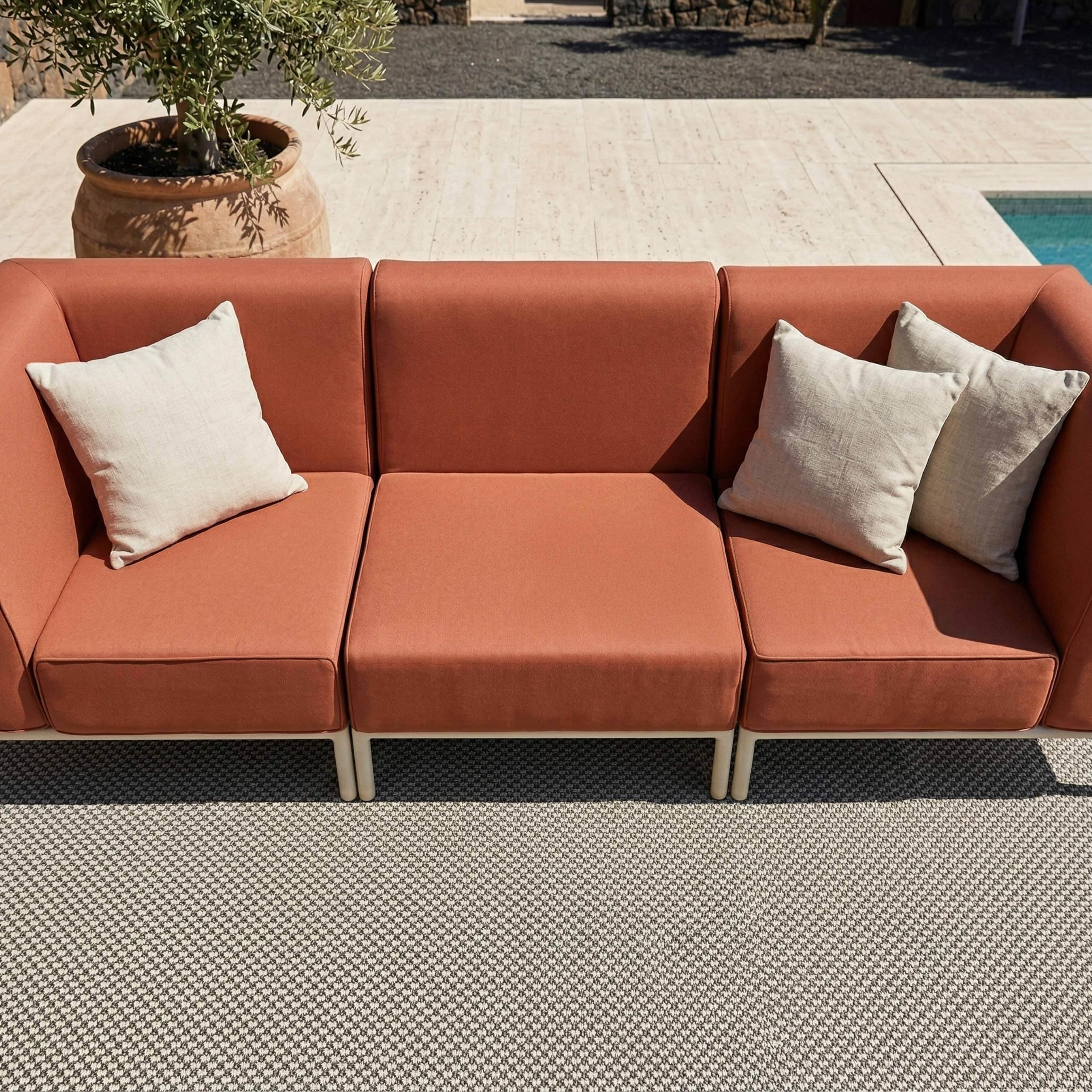 Oviala Salon de Jardin Bas modulable uni 3 Places Terracotta - Patio