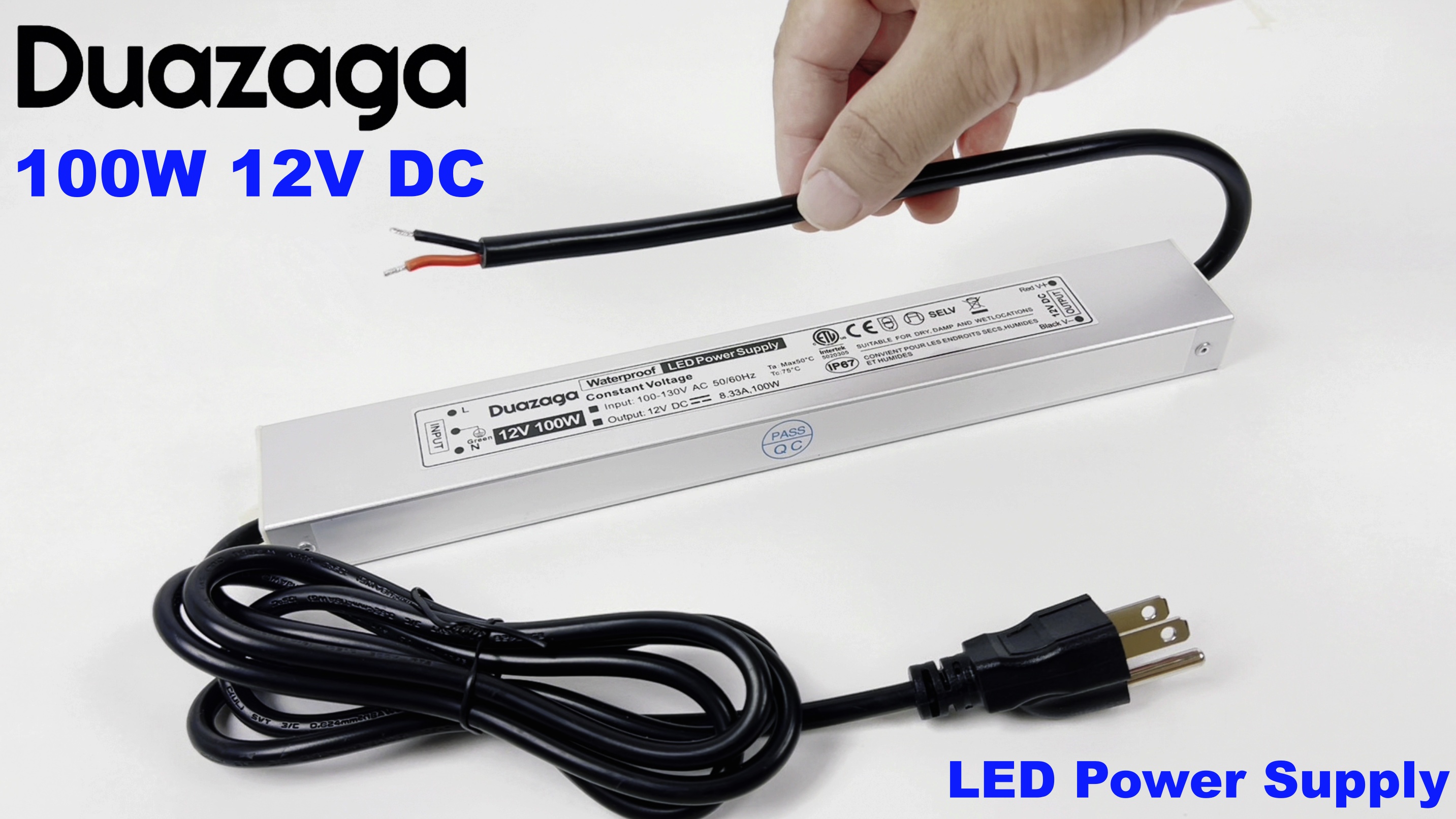 Image of 100 Watts LED Driver 12 Volt Power Supply 110 120V to 12V Converter | IP67 Waterproof, AC to DC, Low Voltage Landscape Lighting Transformer,ETL Listed, Plug with 4.4Ft Cord for Outdoor LED Lights