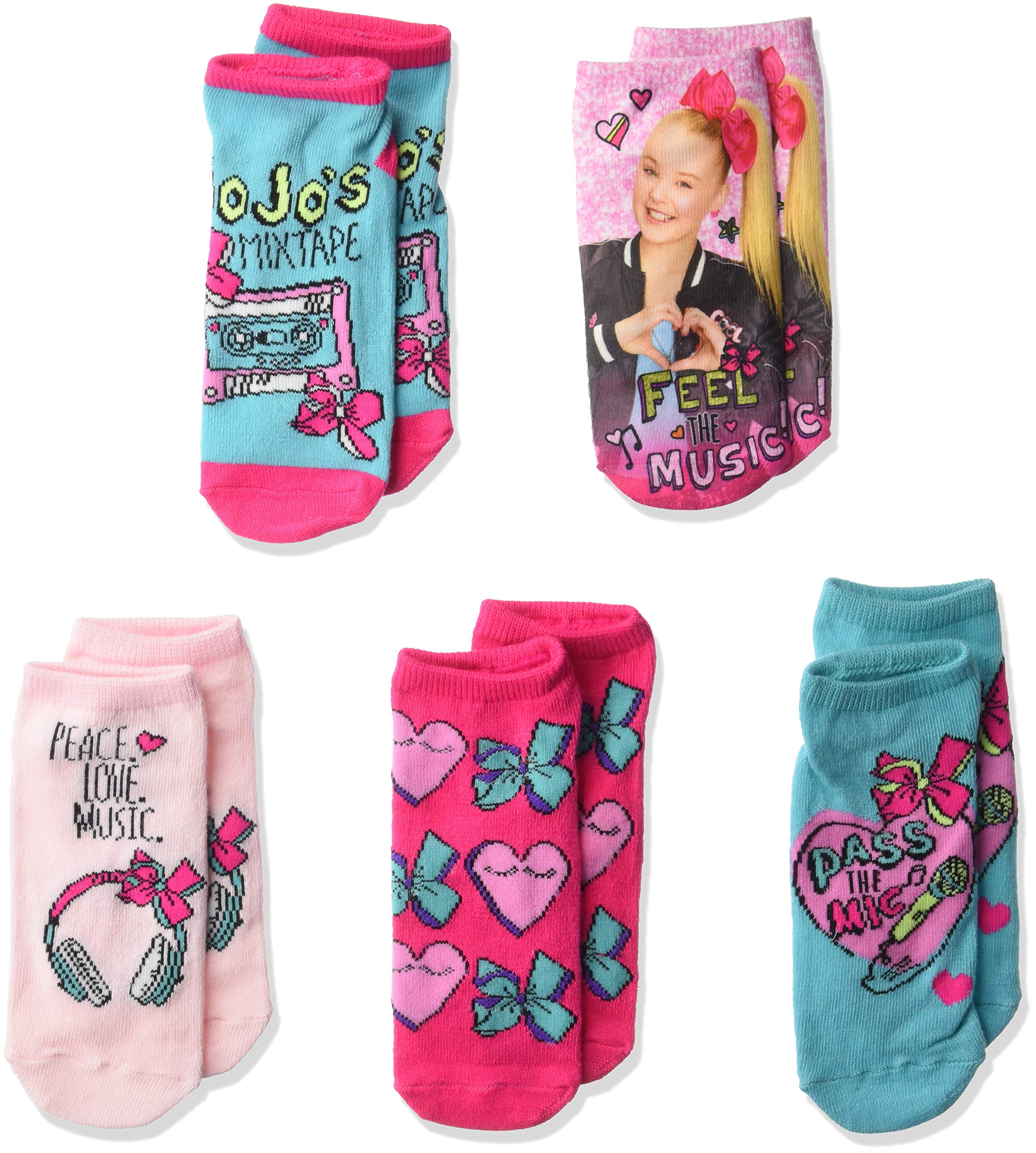 girls 5 Pack No Show Socks