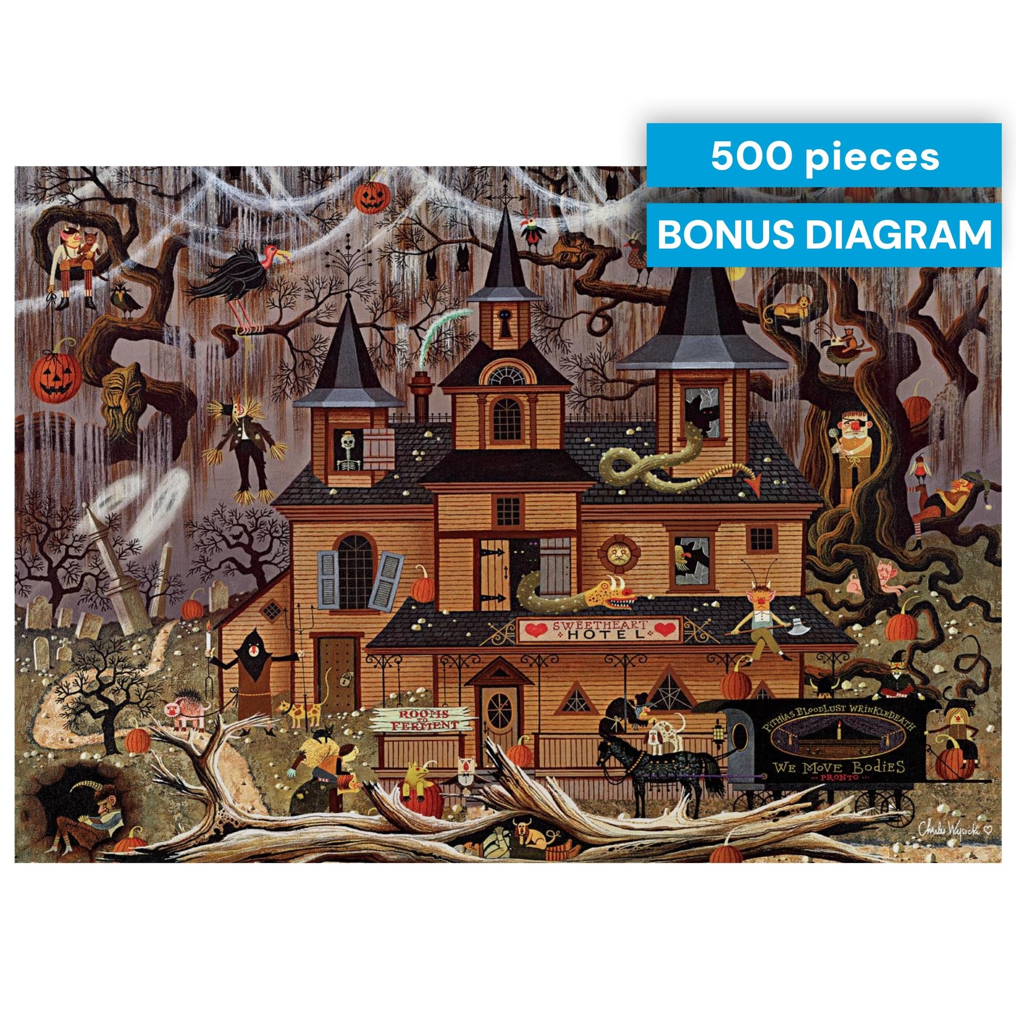 Amazon.com: Buffalo Games Charles Wysocki - Trick or Treat Hotel