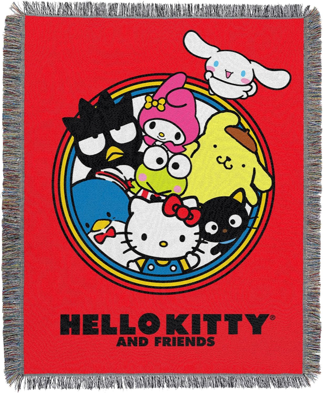 Northwest Hello Kitty Woven Tapestry Throw Blanket, 48" x 60", Circle of Fun