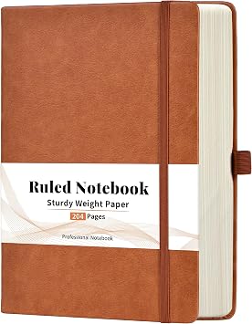 Artfan Notebook Journal, The Notebook with 204 Numbered Pages, 5.8" x 8.4", Journals for Writing with Thick Paper, Leather Journal with Inner Pocket, Page Dividers, Banded, Hardcover, Lined - Brown