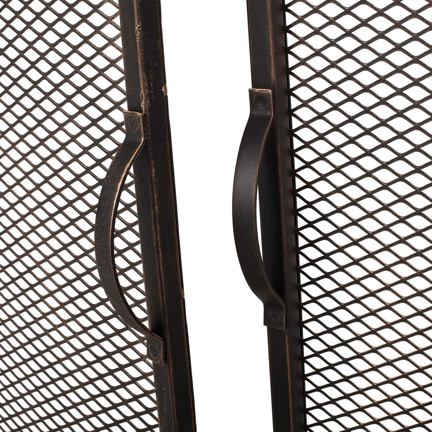 Novia Modern Iron Fireplace Screen, Black Brushed Gold