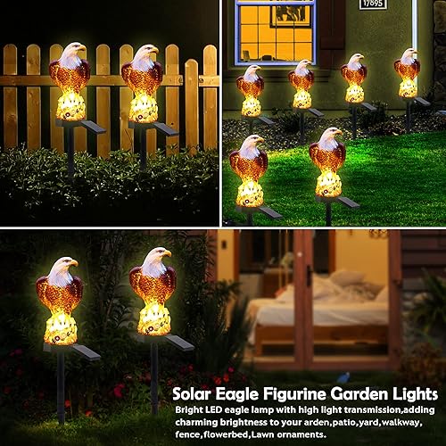 Miniatura 6 de SmilingTown Decoración solar de águila para jardín, luces decorativas para exteriores, IP65, impermeable, decoración de águila calva para patio,