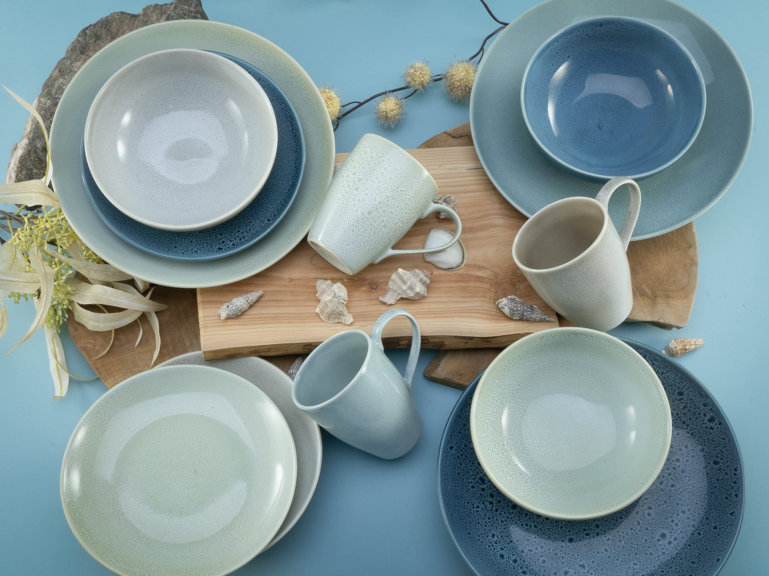CreaTable, 23844, seria Reactive Aqua, zestaw naczyń, serwis kombi 16-częściowy