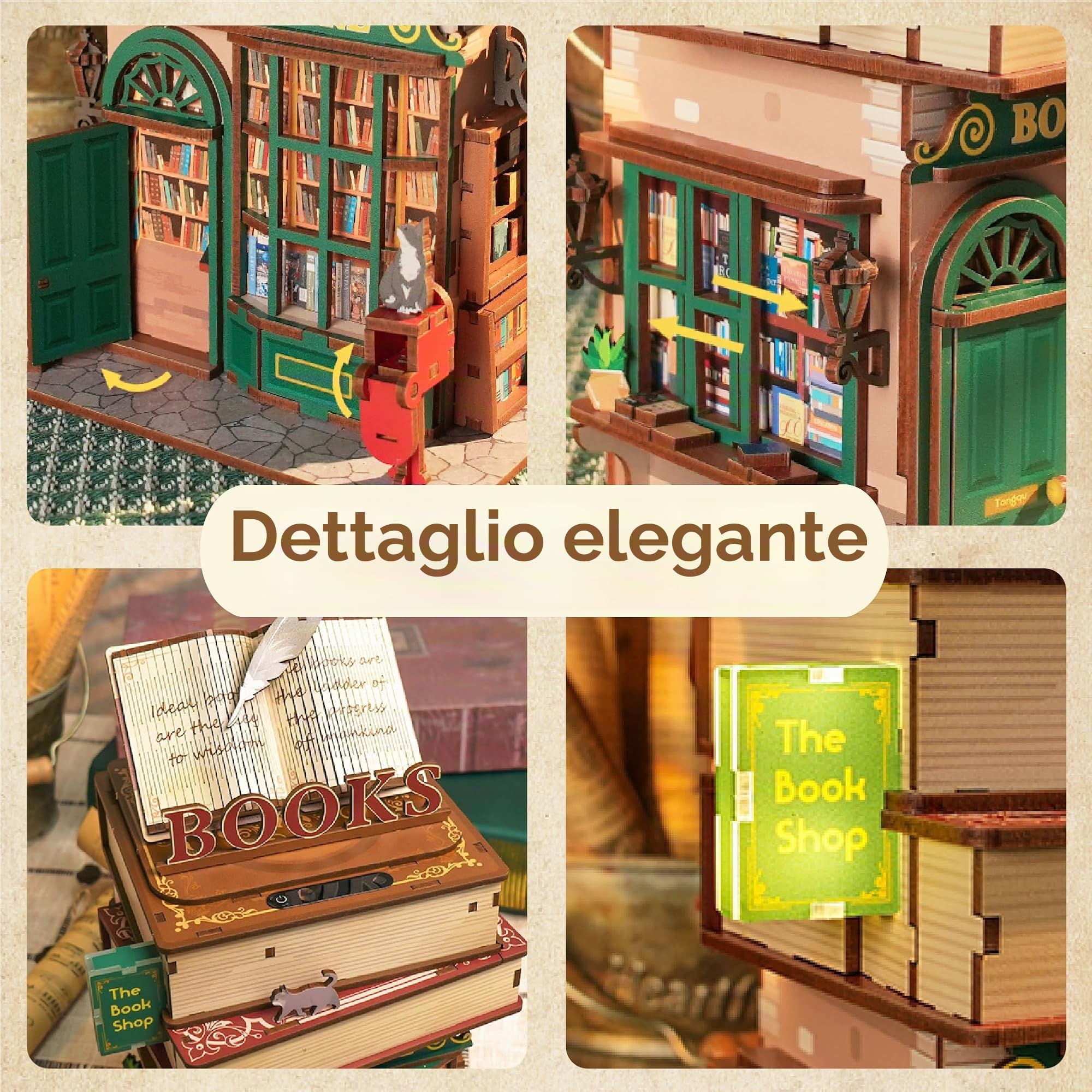 Tonecheer Puzzle 3D Kit, DIY Modello Casa Delle Bambole Scatola di Archiviazione Desktop Creativa, Decorazione Domestica con Apertura Automatica del Coperchio (libreria del tempo)