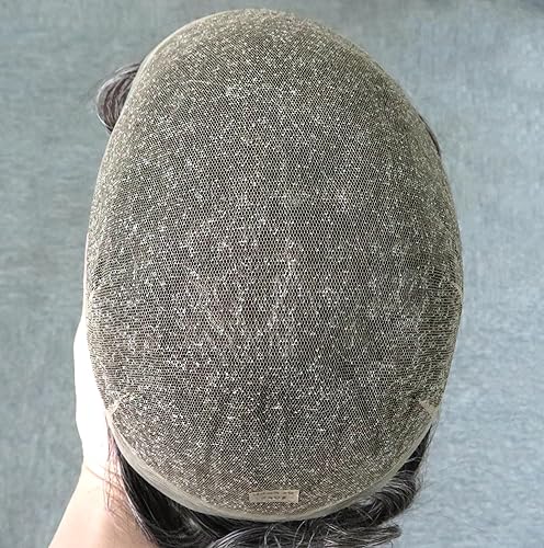 Miniatura 39 de Toupee para hombres, piezas de cabello humano, sistema de reemplazo de cabello Reak, cabello ondulado de encaje suizo natural #1B30