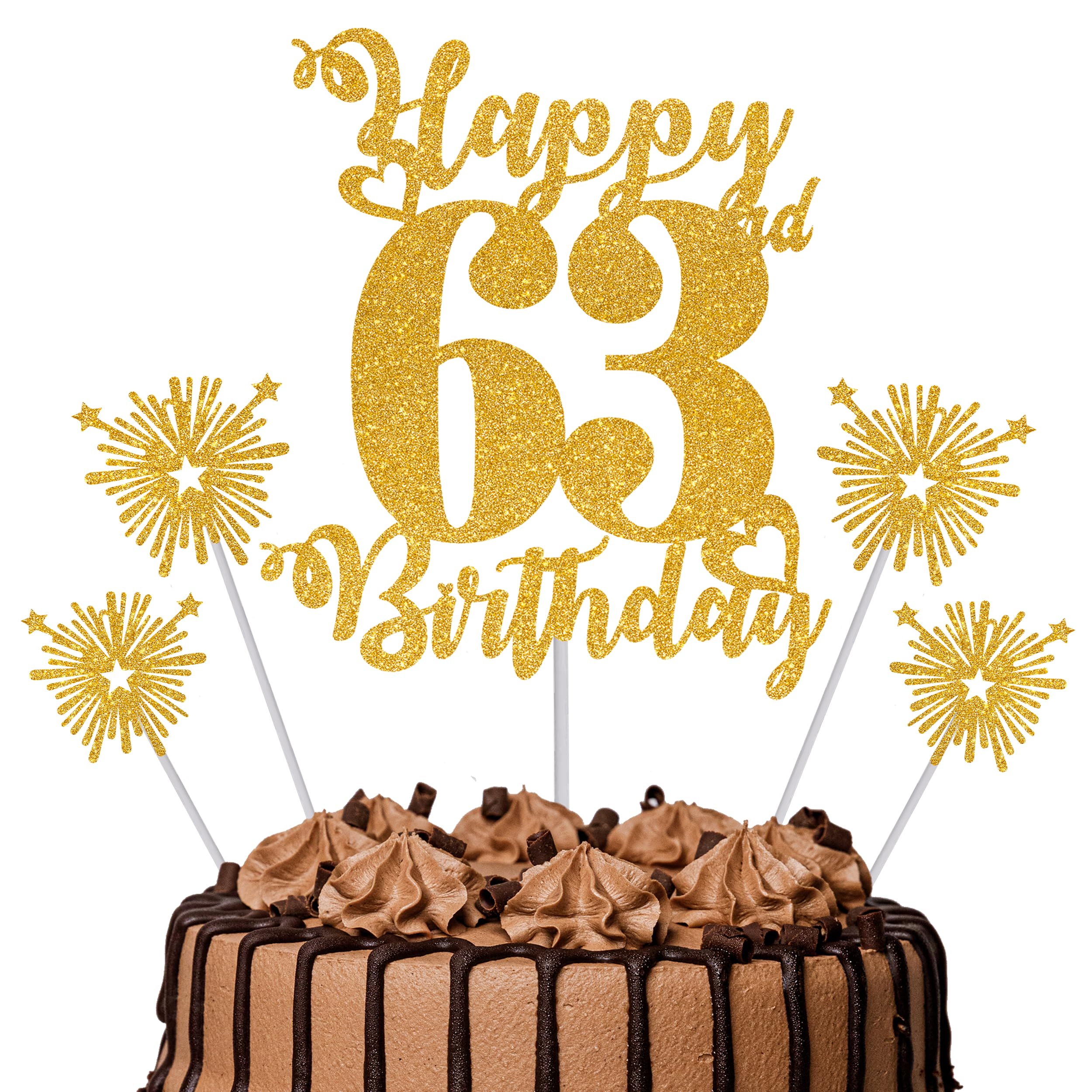 Gold Glitter 96th Birthday Cake Topper Set – 5 Piece Premium Glitter Birthday Decoration & Party Supplies for Men, Women & Kids – 96th Birthday — view 51