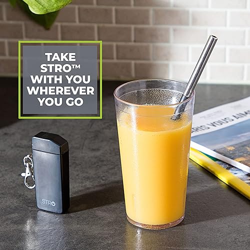 Miniatura 2 de STRO Pajita de metal reutilizable portátil con estuche de viaje y cepillo de limpieza integrado, pajitas de acero inoxidable para vaso de 20 y 30