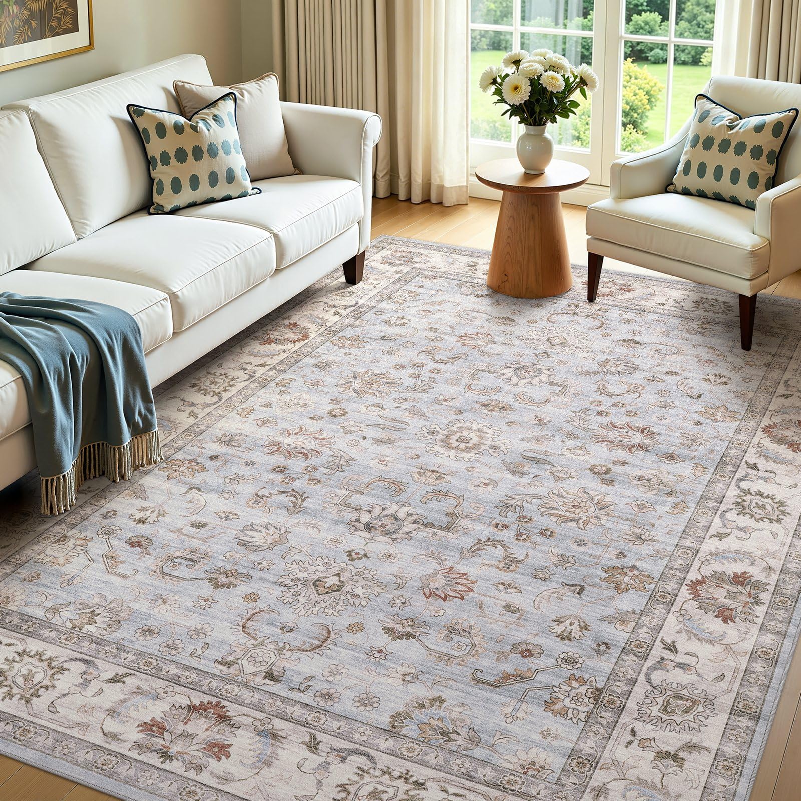 WITSHOCK 6x8 Vintage Light Blue Rug
