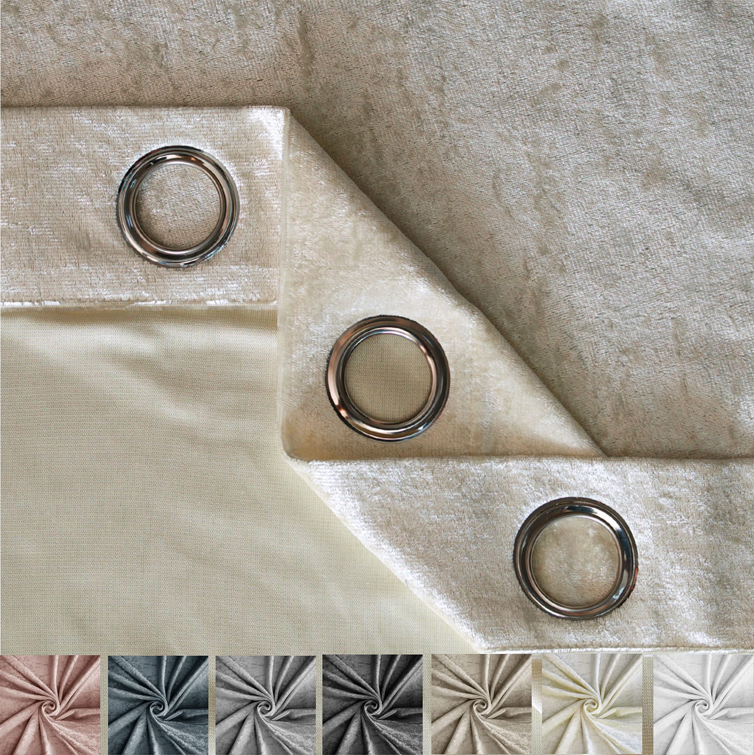 Home Direct Coppia di tende in velluto riccio, con occhielli, tenda, non foderate, 2 pannelli, 140 x 240cm Beige