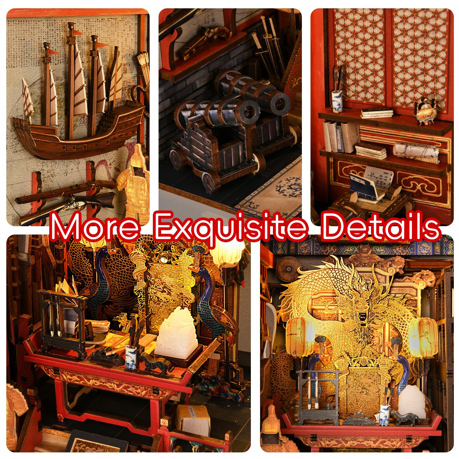 MiniCity Book Nook Kit, kit fai da te in miniatura per casa delle bambole Booknook, puzzle in legno 3D, decorazione per ragazzi e adulti (The Emperor's Study)