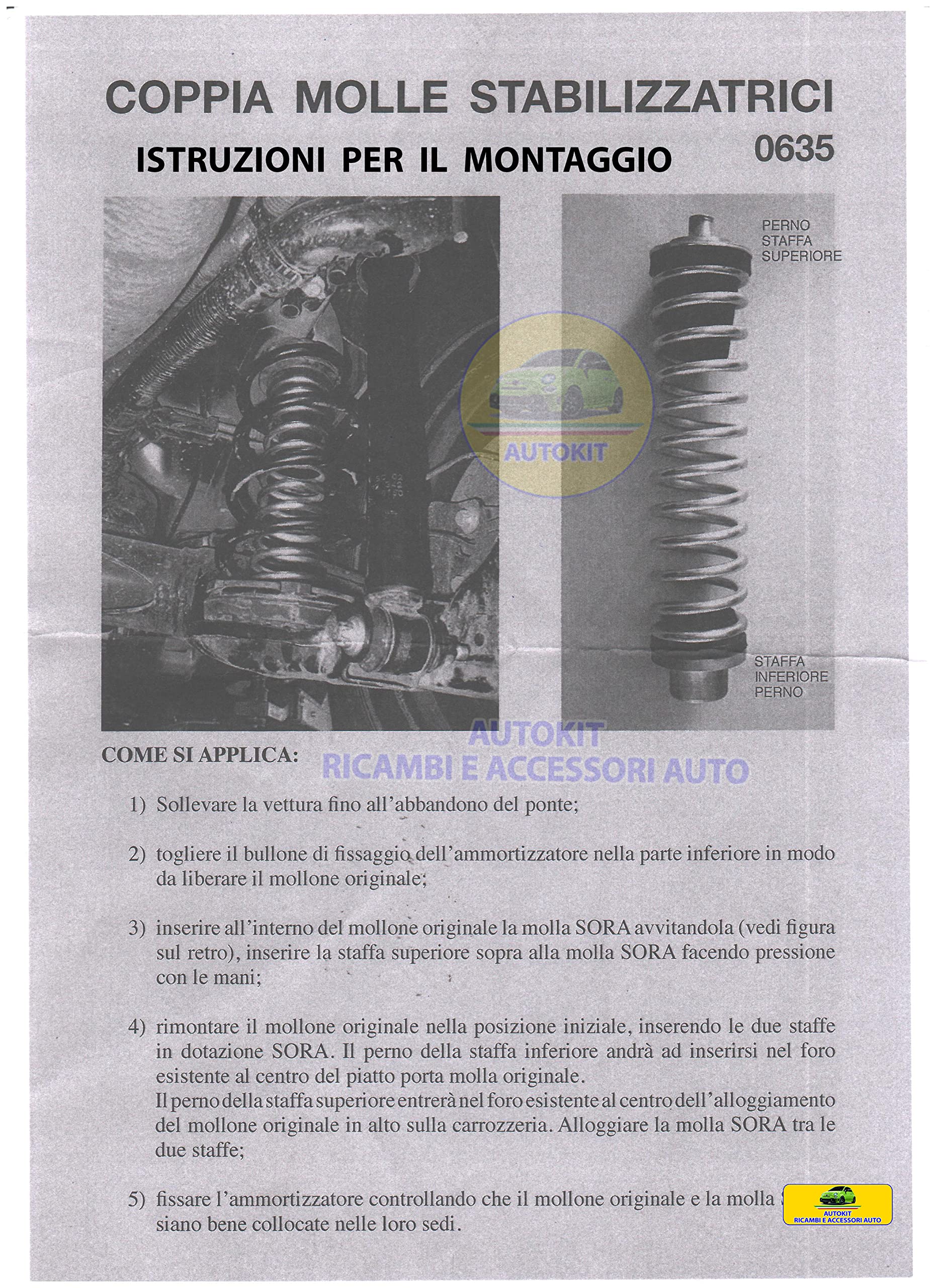 KIT MOLLE POSTERIORI STABILIZZATRICI DI CARICO DI RINFORZO SPECIFICHE PER GRANDE PUNTO - PUNTO EVO prodotte dal 2005 in poi - 0635