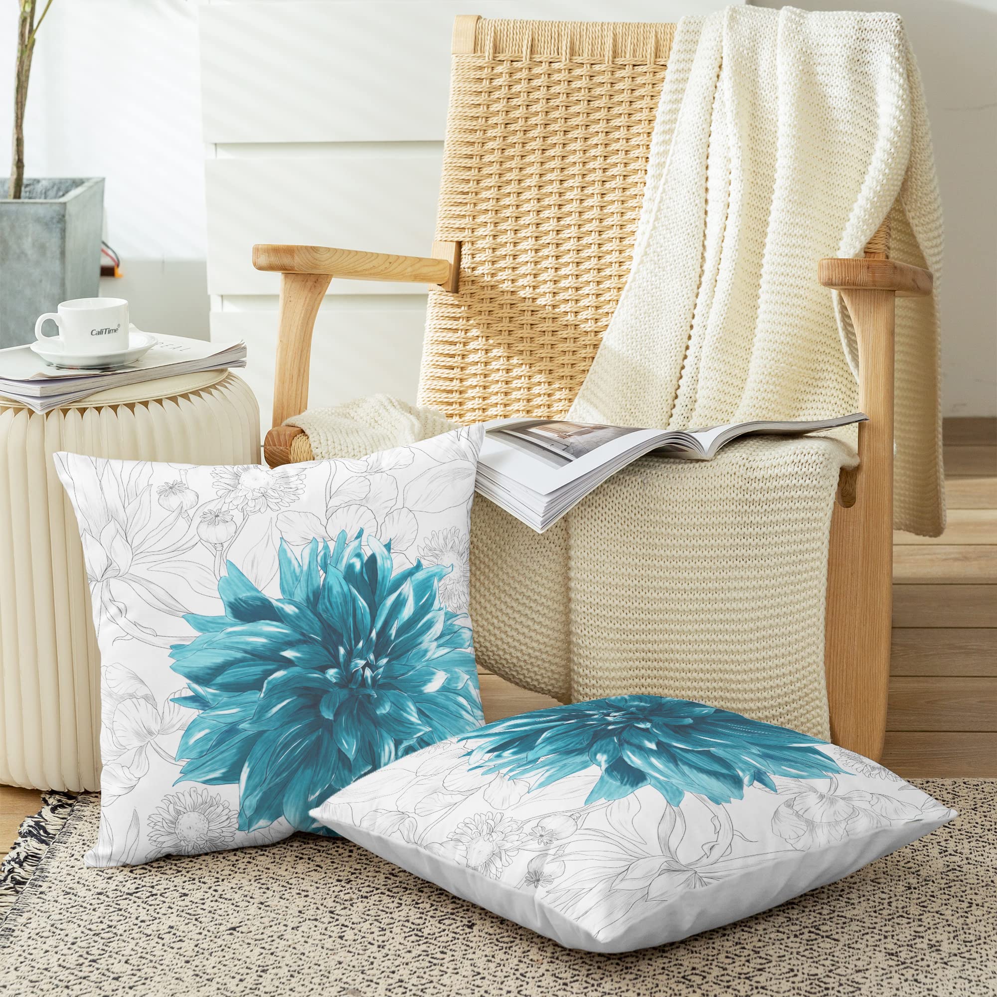 CaliTime Confezione da 2 federe per cuscini in velluto a coste, stile bohémien, a righe, decorative, per divano, letto, casa colonica, 45 x 45 cm, grigio argento
