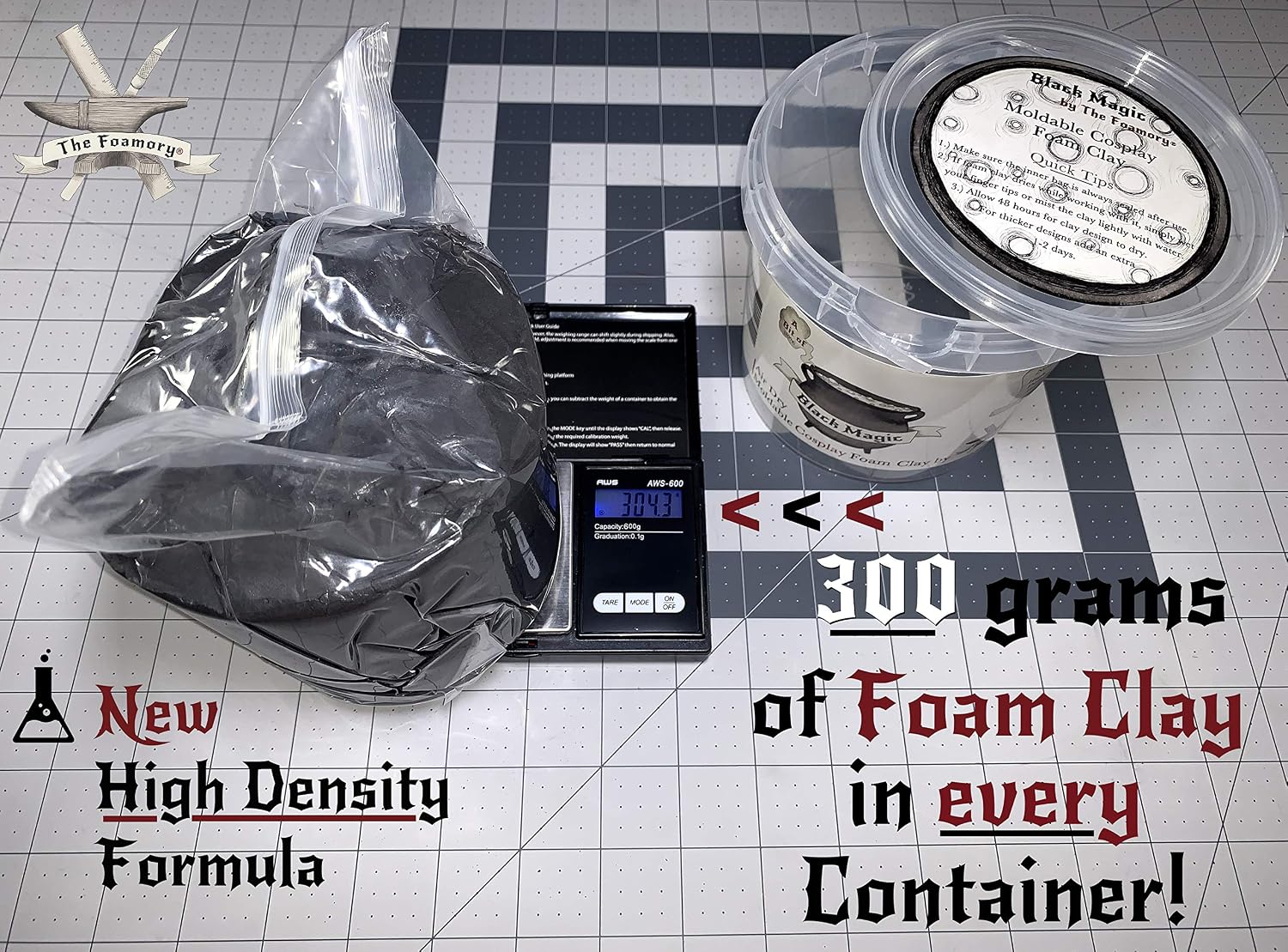 The Foamory Moldable Cosplay Foam Clay (300g Black) High Density Air Dry Clay, EVA Foam Sands Paints Easily, Non-Toxic and Safe for Crafts