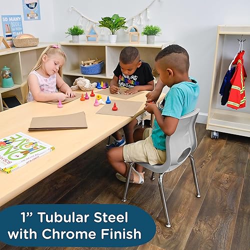 Miniatura 4 de Children's Factory MyPosture Plus - Silla de 14 pulgadas, gris con patas cromadas, paquete de 2, solución de asiento ergonómico apilable para aulas