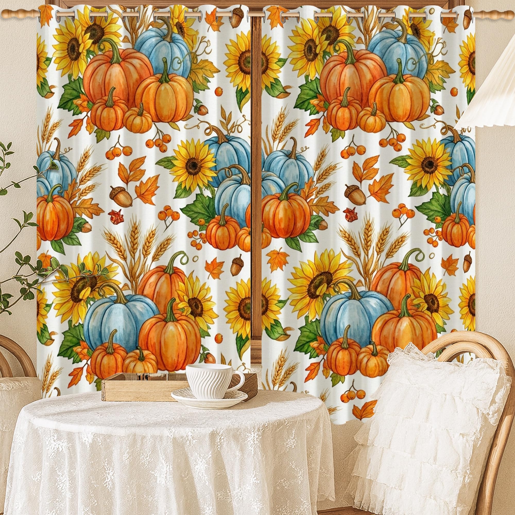 Rideaux occultants pour chambre d'enfant au décor de feuilles d'automne