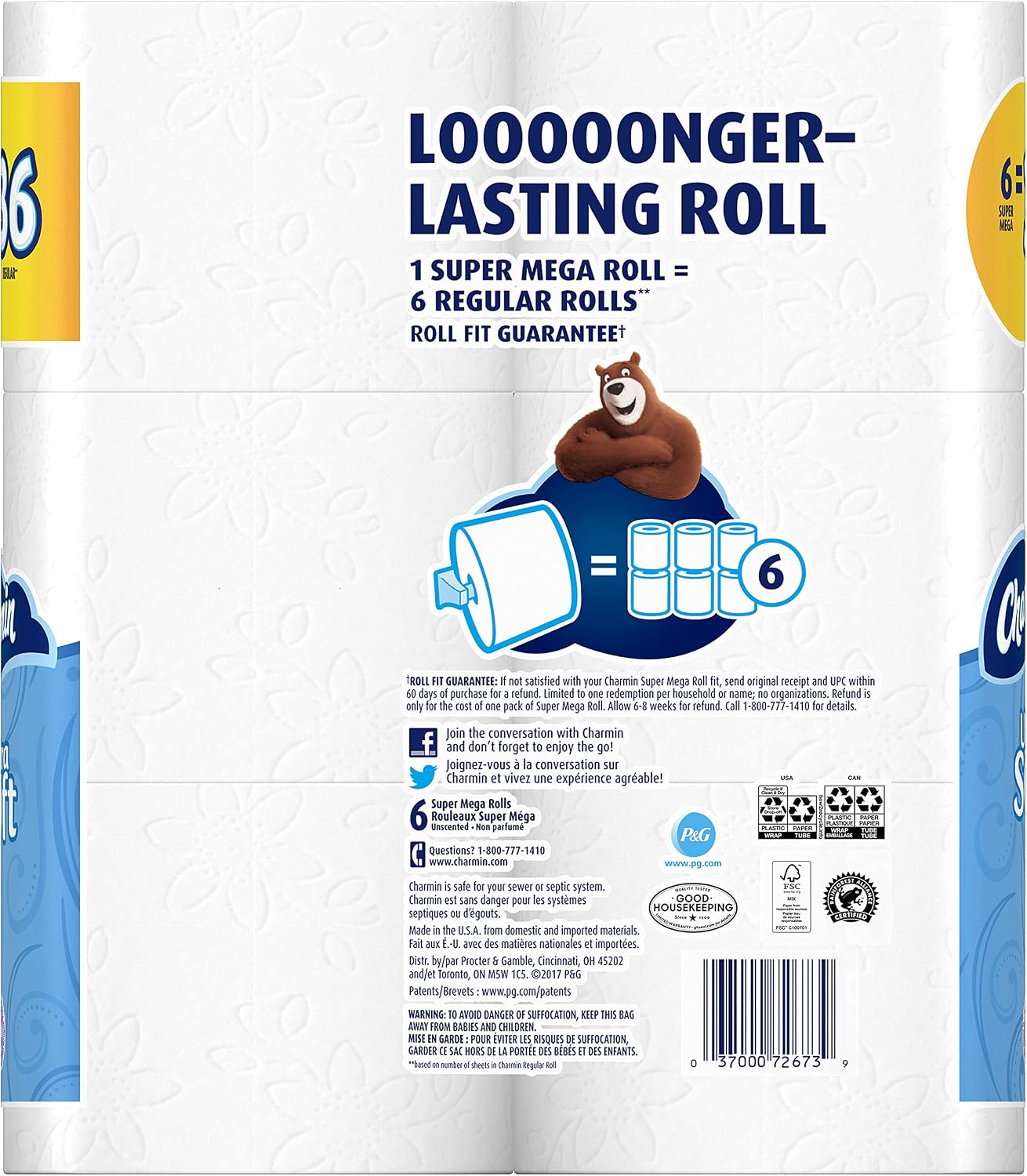 Charmin Ultra Soft Wide Bathroom Tissue - 6 Jumbo Rolls 221 Sheets