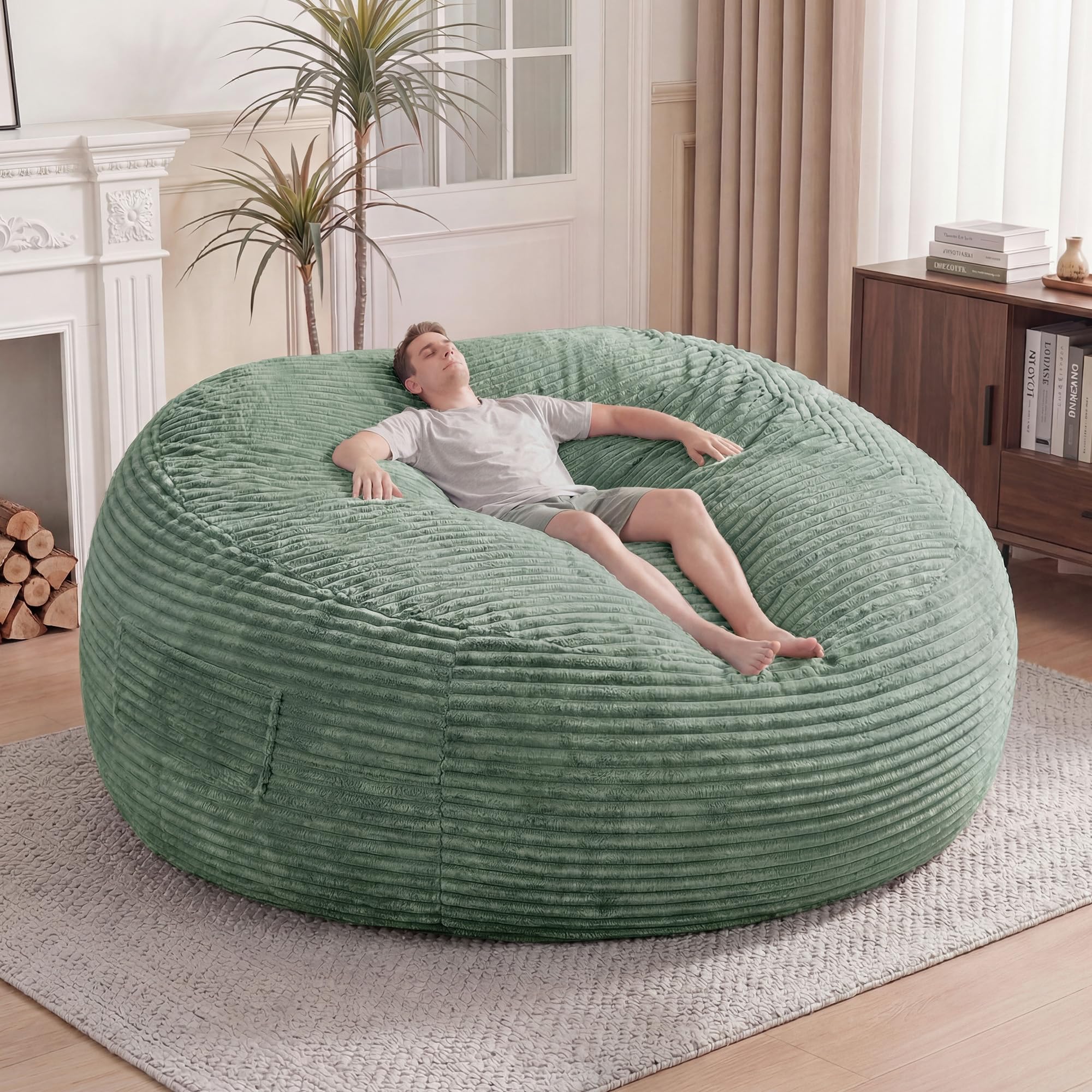 Amazon.com: Claiks 8 Ft Giant Foam Bean Bag Chair, Oversized Couch