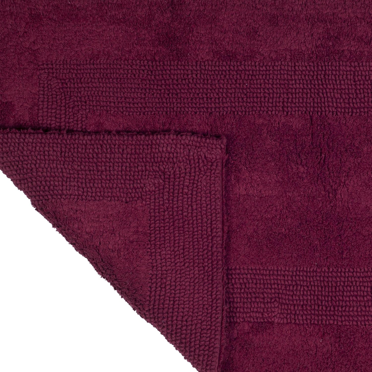 Lavish Home Reversible Long Bath Mat - 60x24-Inch Plush Cotton Bathroom Runner - Machine Washable Bath Mats for Bathroom, Kitchen, or Laundry Room (Burgundy) - Image 3