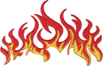 Burning Flames fire Biker Tattoo Flammable Danger Warning Embroidered Applique Iron-on Patch S-1647